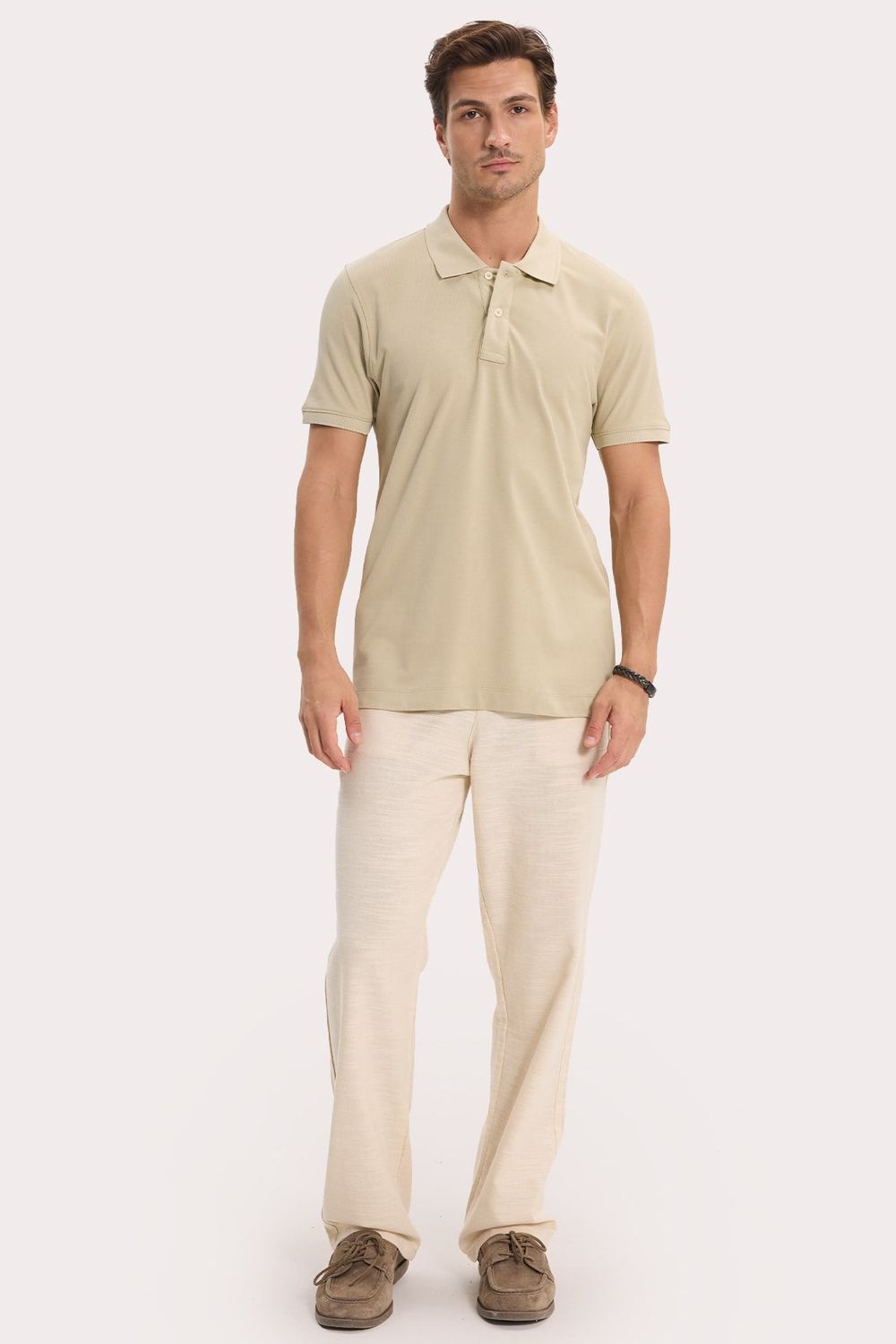 Erkek Slim Fit Dar Kesim Premium Seri %100 Pamuk Yumuşak Dokulu Merserize Gri Polo Yaka Tişört 