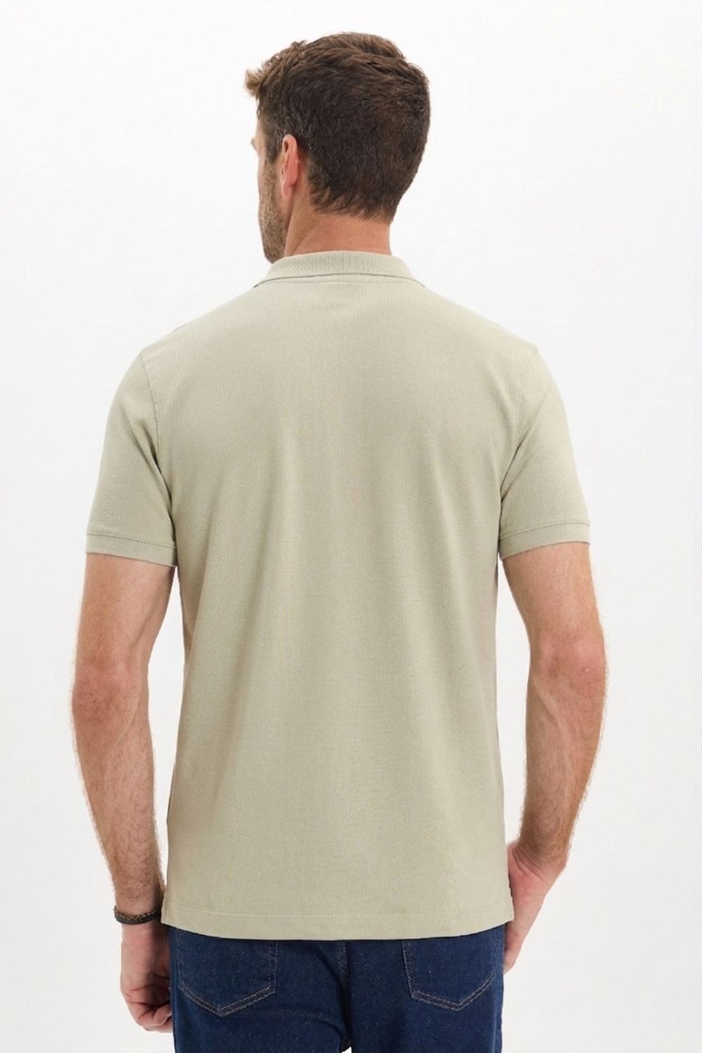 Erkek Slim Fit Dar Kesim Premium Seri %100 Pamuk Yumuşak Dokulu Merserize Krem Polo Yaka Tişört 