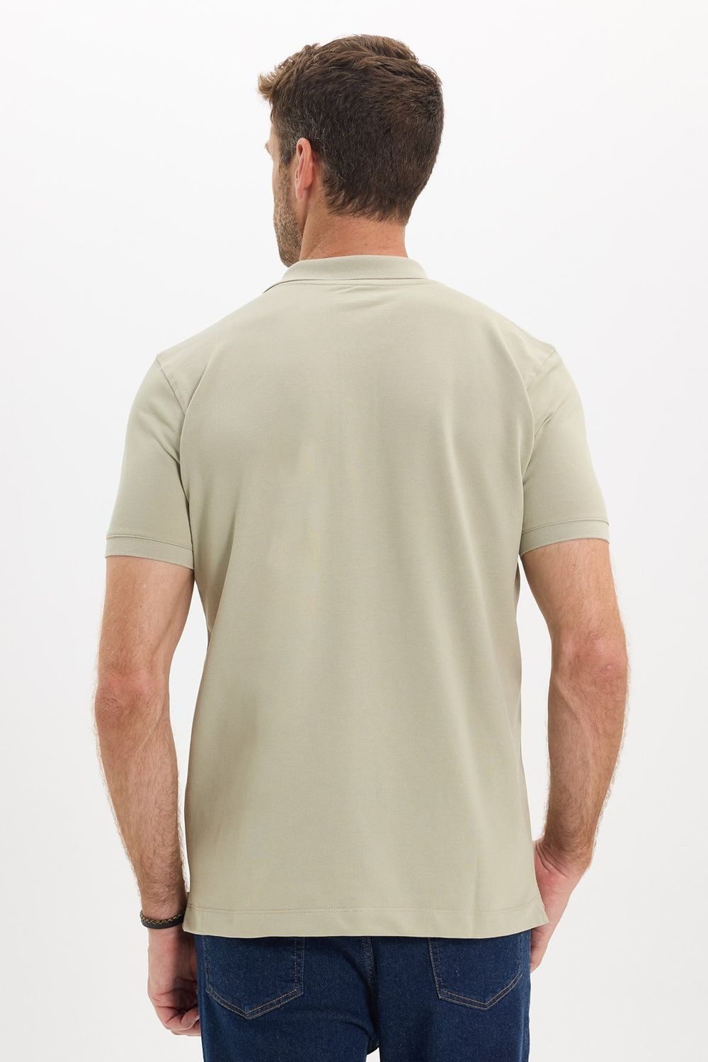 Erkek Slim Fit Dar Kesim Premium Seri %100 Pamuk Yumuşak Dokulu Merserize Krem Polo Yaka Tişört 