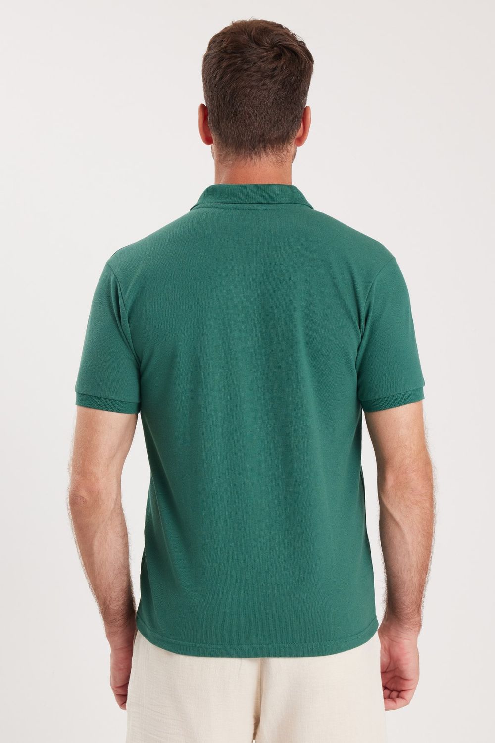 Erkek Slim Fit Dar Kesim Premium Seri %100 Pamuk Yumuşak Dokulu Merserize Yeşil Polo Yaka Tişört 