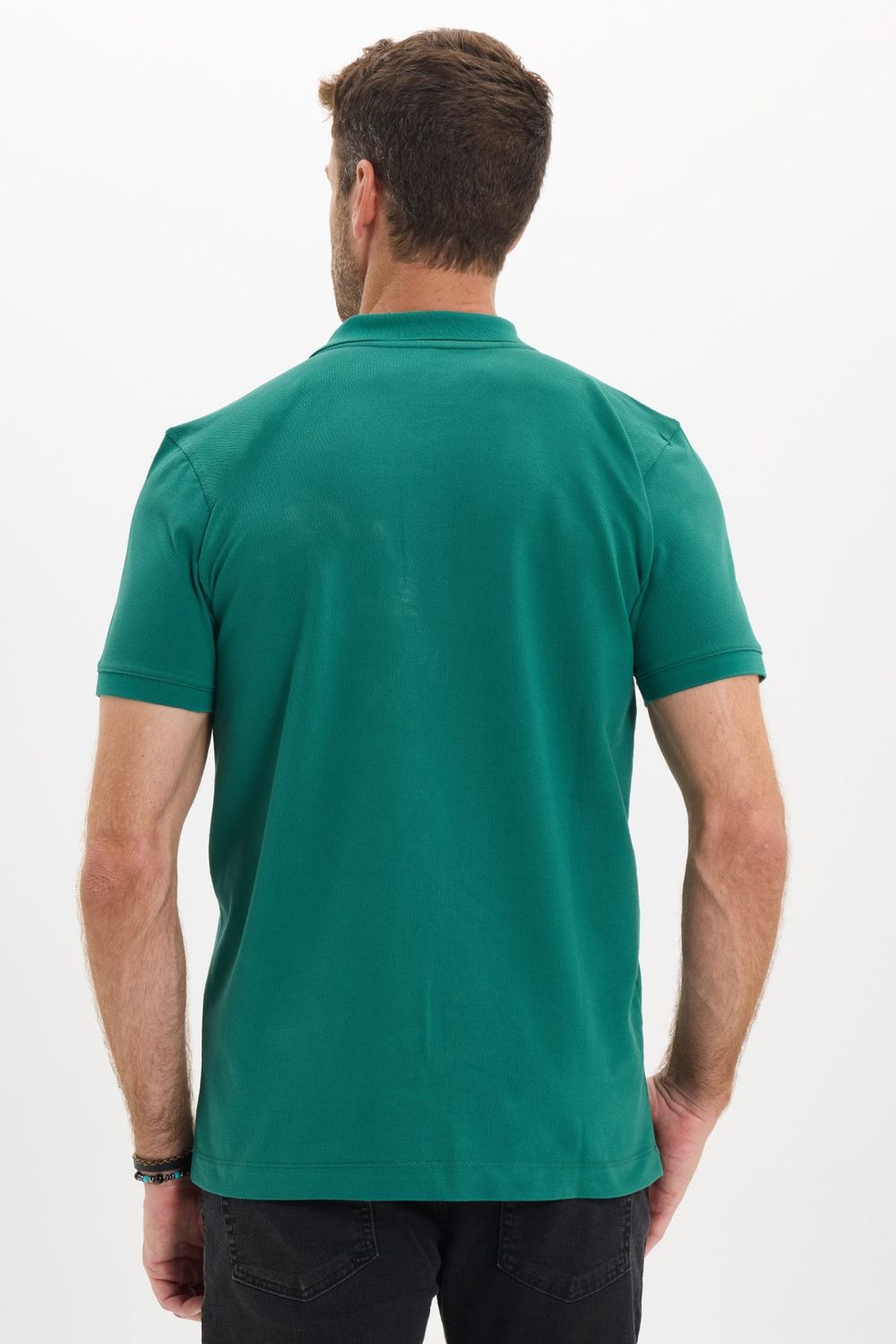 Erkek Slim Fit Dar Kesim Premium Seri %100 Pamuk Yumuşak Dokulu Merserize Yeşil Polo Yaka Tişört 