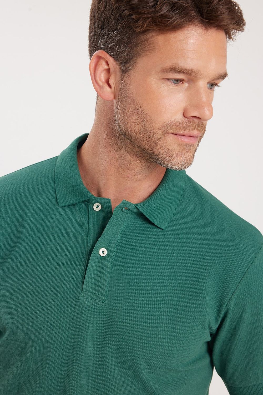 Erkek Slim Fit Dar Kesim Premium Seri %100 Pamuk Yumuşak Dokulu Merserize Yeşil Polo Yaka Tişört 