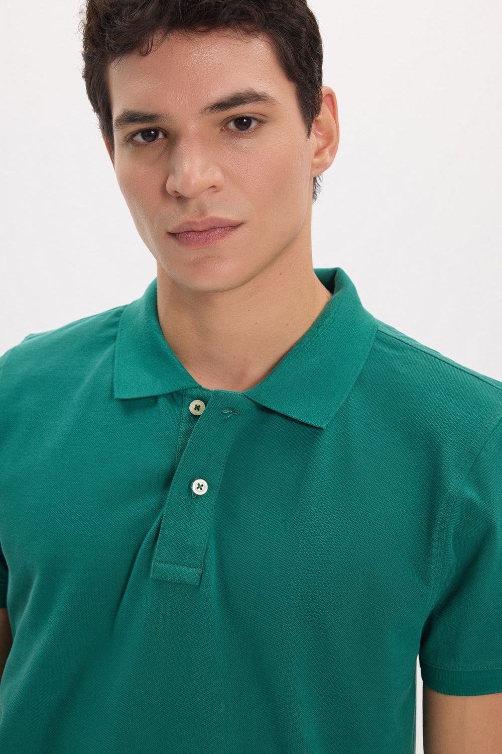 Erkek Slim Fit Dar Kesim Premium Seri %100 Pamuk Yumuşak Dokulu Merserize Yeşil Polo Yaka Tişört 