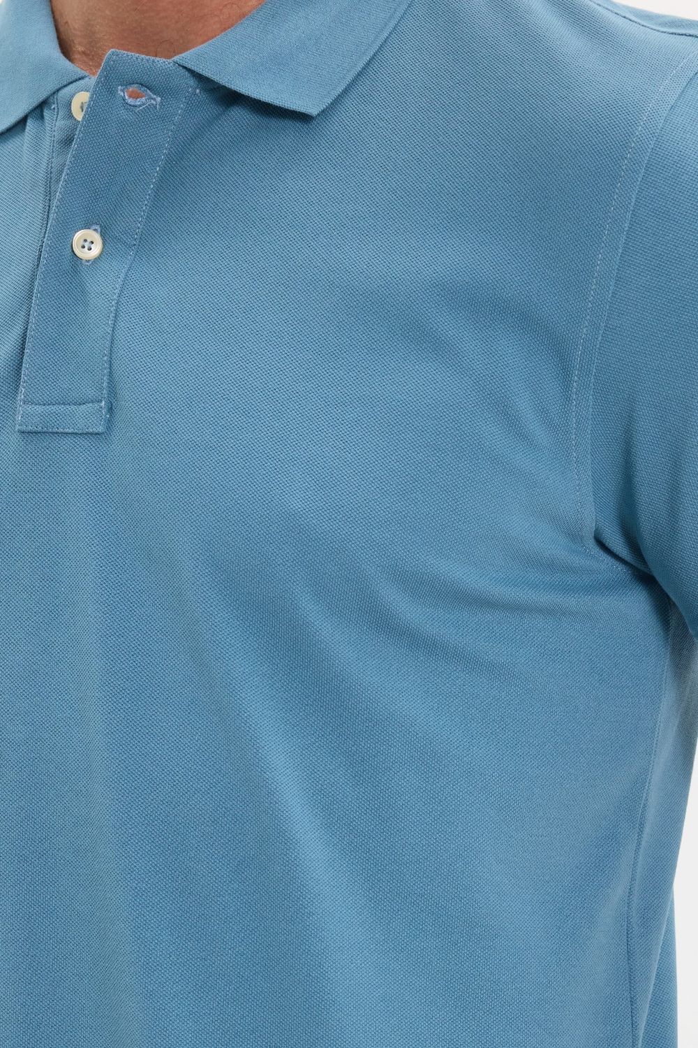 Erkek Slim Fit Dar Kesim Premium Seri %100 Pamuk Yumuşak Dokulu Merserize İndigo Polo Yaka Tişört 