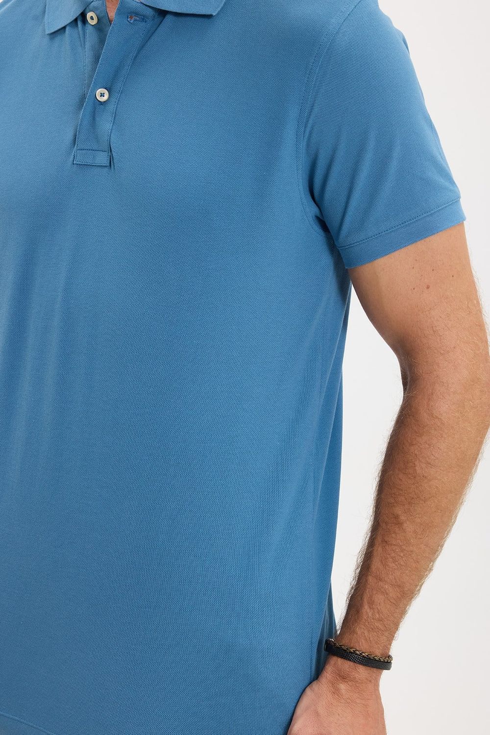 Erkek Slim Fit Dar Kesim Premium Seri %100 Pamuk Yumuşak Dokulu Merserize İndigo Polo Yaka Tişört 