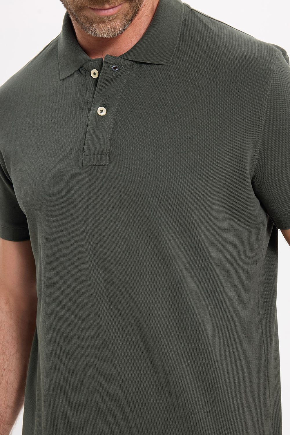 Erkek Slim Fit Dar Kesim Premium Seri %100 Pamuk Yumuşak Dokulu Merserize Yeşil Polo Yaka Tişört 
