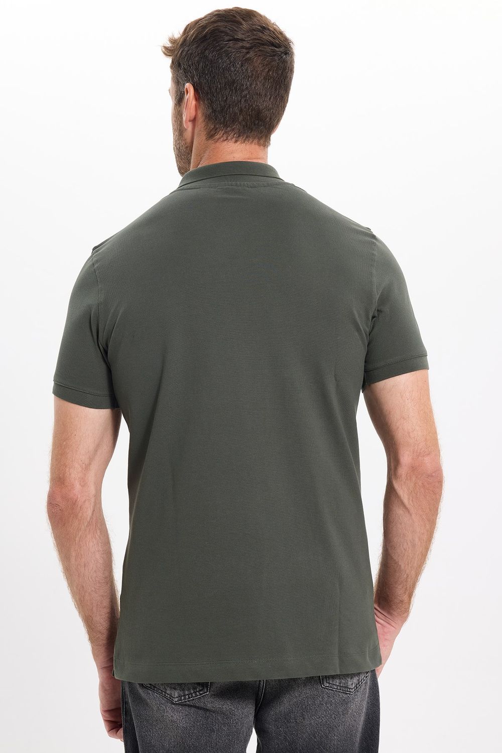 Erkek Slim Fit Dar Kesim Premium Seri %100 Pamuk Yumuşak Dokulu Merserize Yeşil Polo Yaka Tişört 