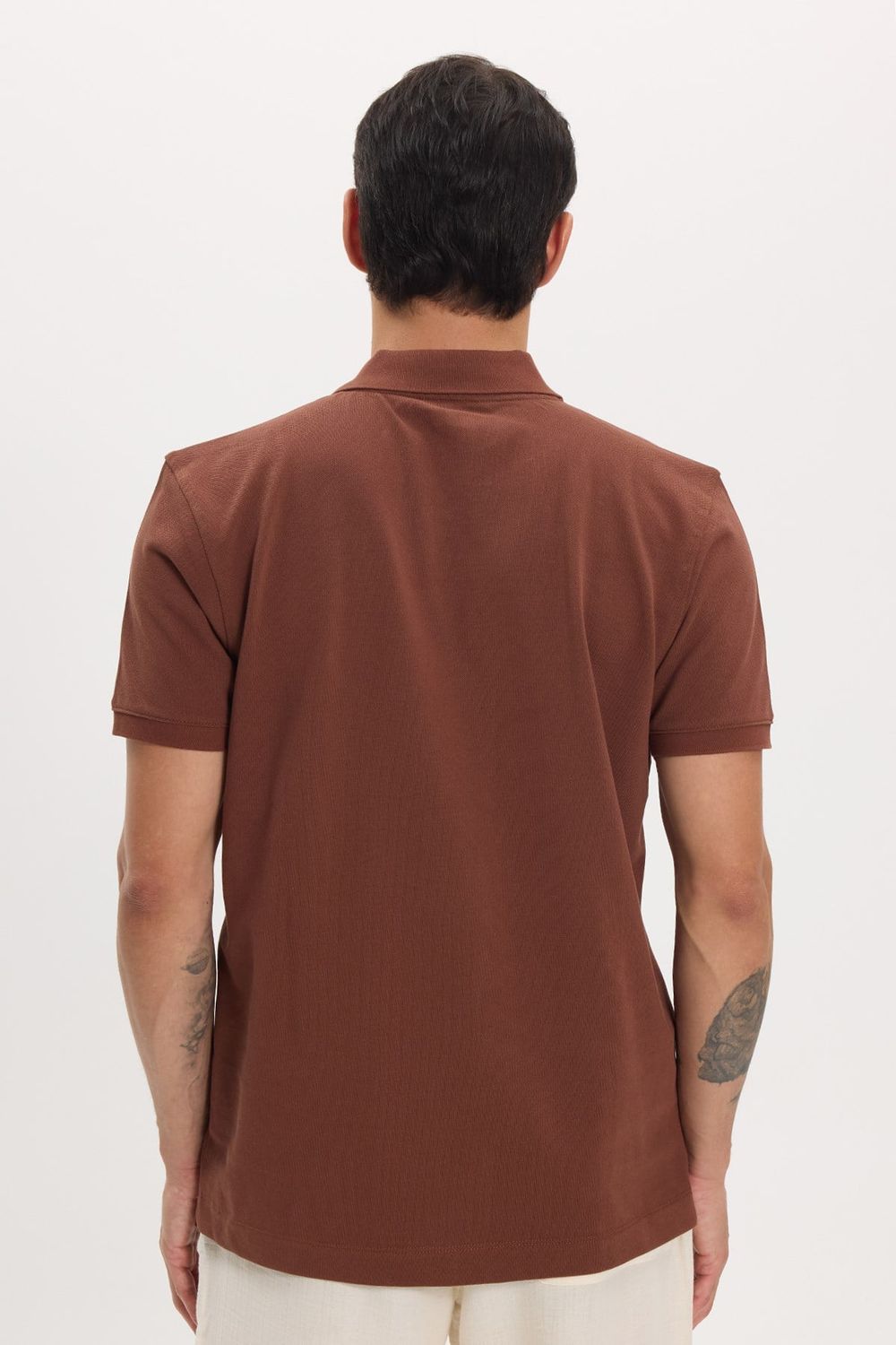 Erkek Slim Fit Dar Kesim Premium Seri %100 Pamuk Yumuşak Dokulu Merserize Kahverengi Polo Yaka Tişört 