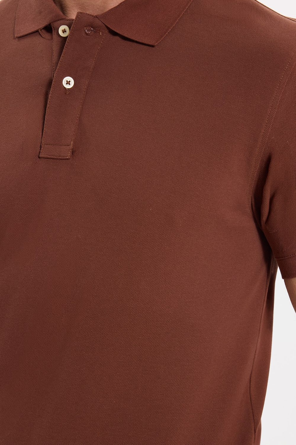 Erkek Slim Fit Dar Kesim Premium Seri %100 Pamuk Yumuşak Dokulu Merserize Kahverengi Polo Yaka Tişört 