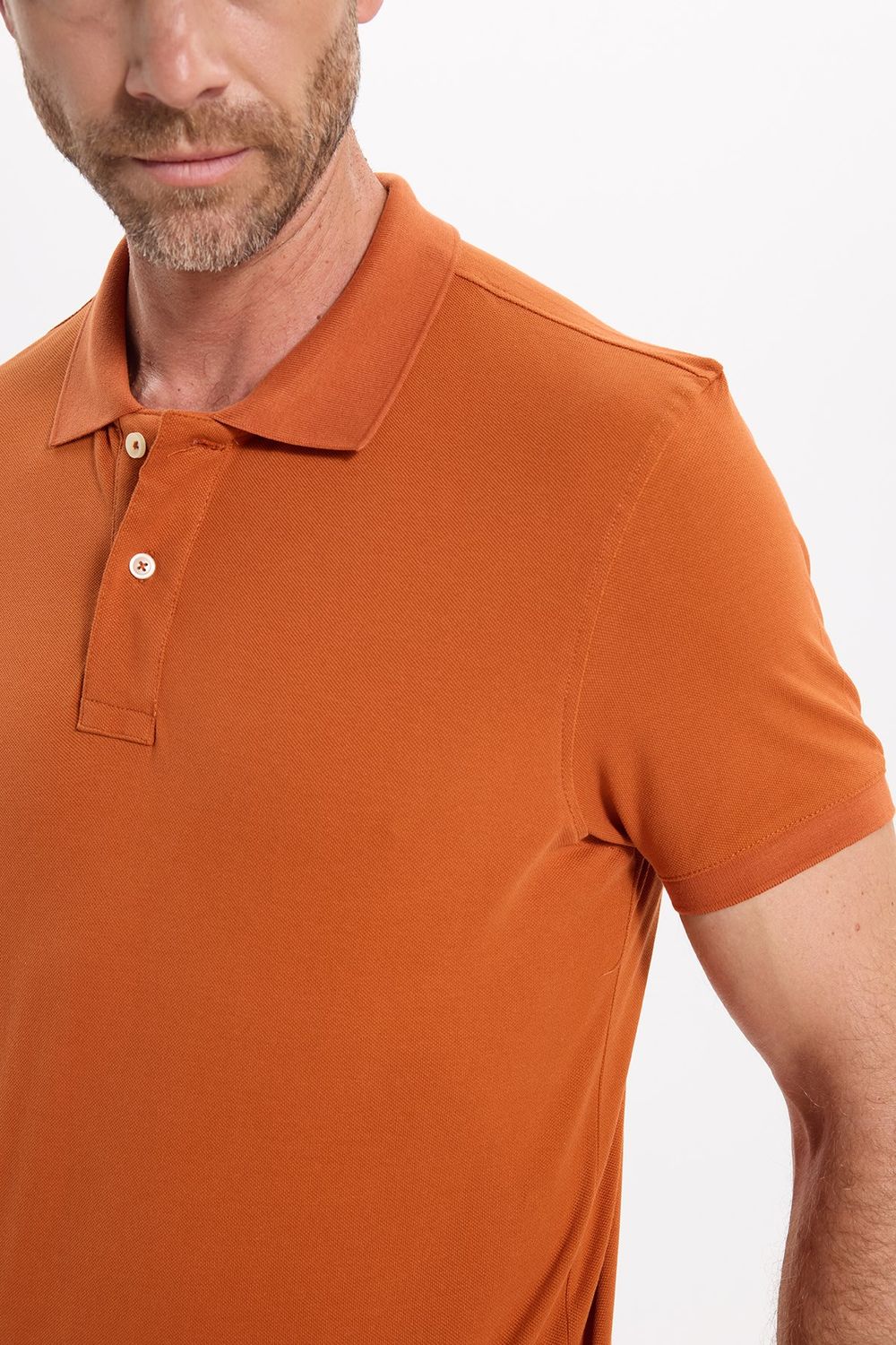 Erkek Slim Fit Dar Kesim Premium Seri %100 Pamuk Yumuşak Dokulu Merserize Kahverengi Polo Yaka Tişört 