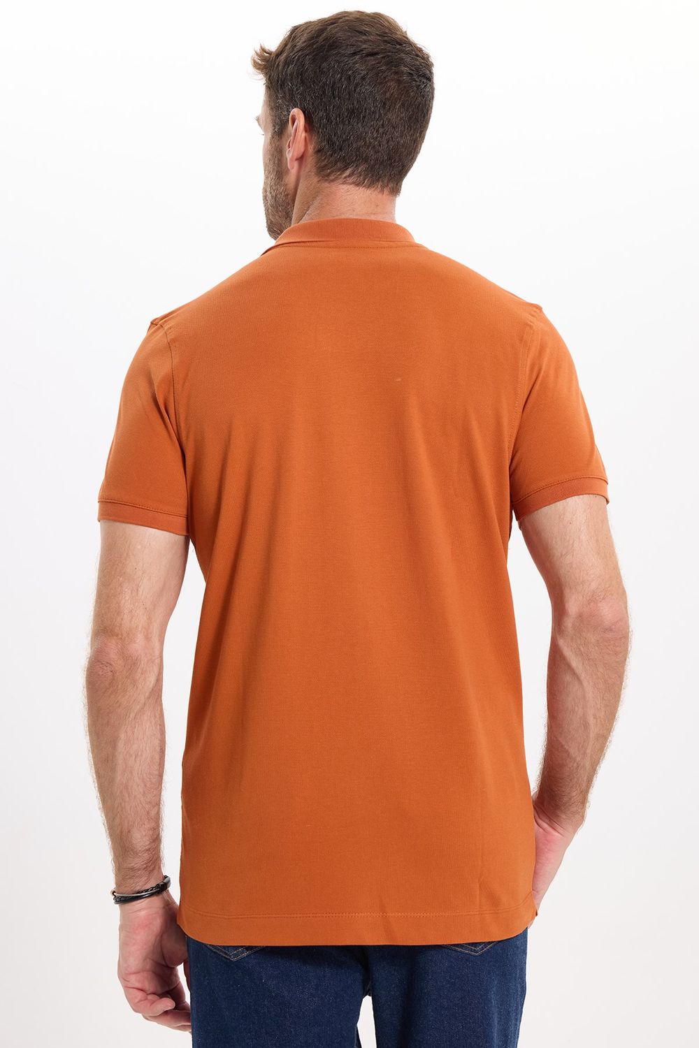Erkek Slim Fit Dar Kesim Premium Seri %100 Pamuk Yumuşak Dokulu Merserize Kahverengi Polo Yaka Tişört 