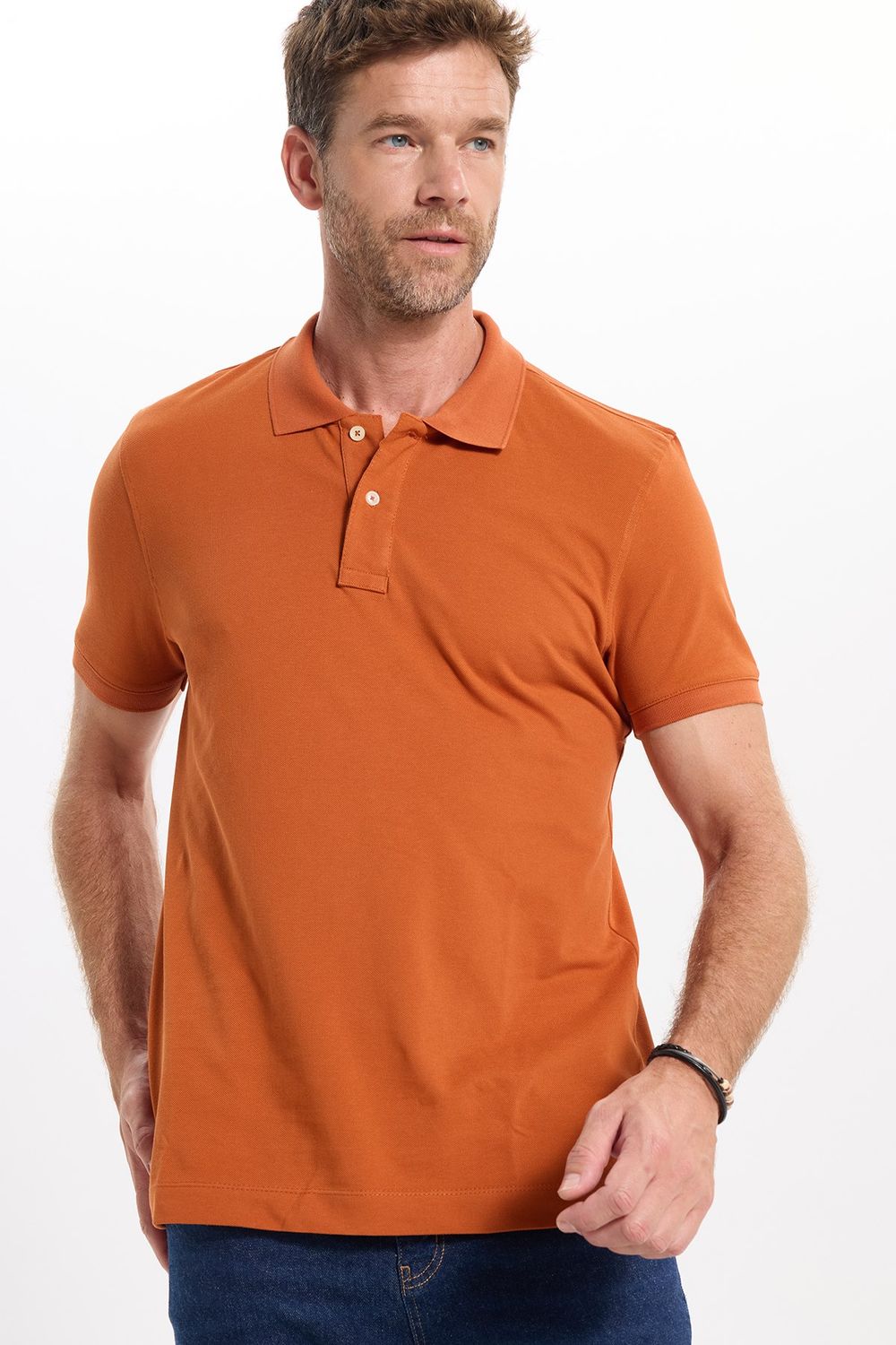 Erkek Slim Fit Dar Kesim Premium Seri %100 Pamuk Yumuşak Dokulu Merserize Kahverengi Polo Yaka Tişört 