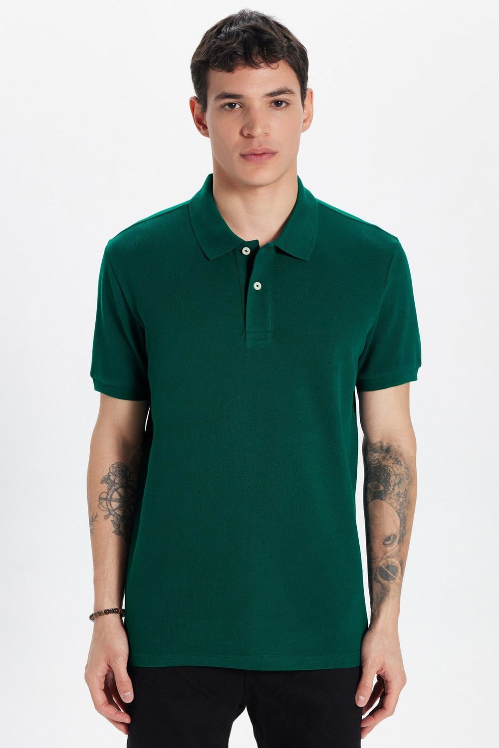 Erkek Slim Fit Dar Kesim Premium Seri %100 Pamuk Yumuşak Dokulu Merserize Haki Polo Yaka Tişört 
