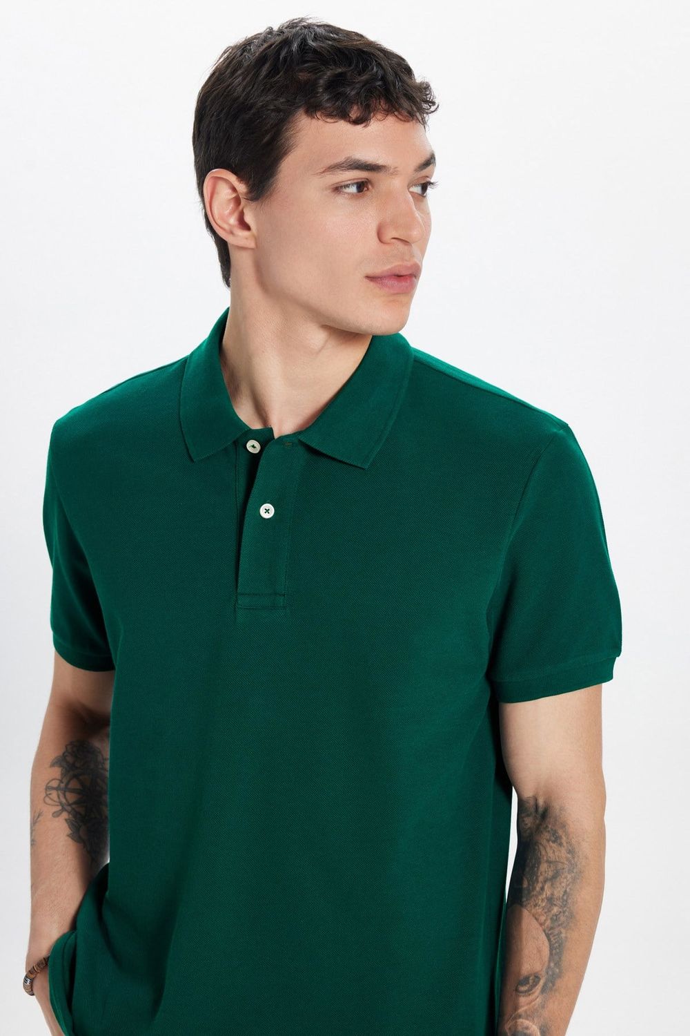 Erkek Slim Fit Dar Kesim Premium Seri %100 Pamuk Yumuşak Dokulu Merserize Haki Polo Yaka Tişört 