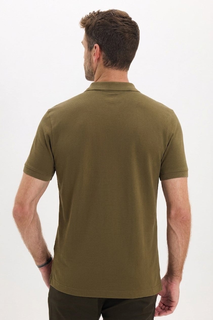 Erkek Slim Fit Dar Kesim Premium Seri %100 Pamuk Yumuşak Dokulu Merserize Haki Polo Yaka Tişört 