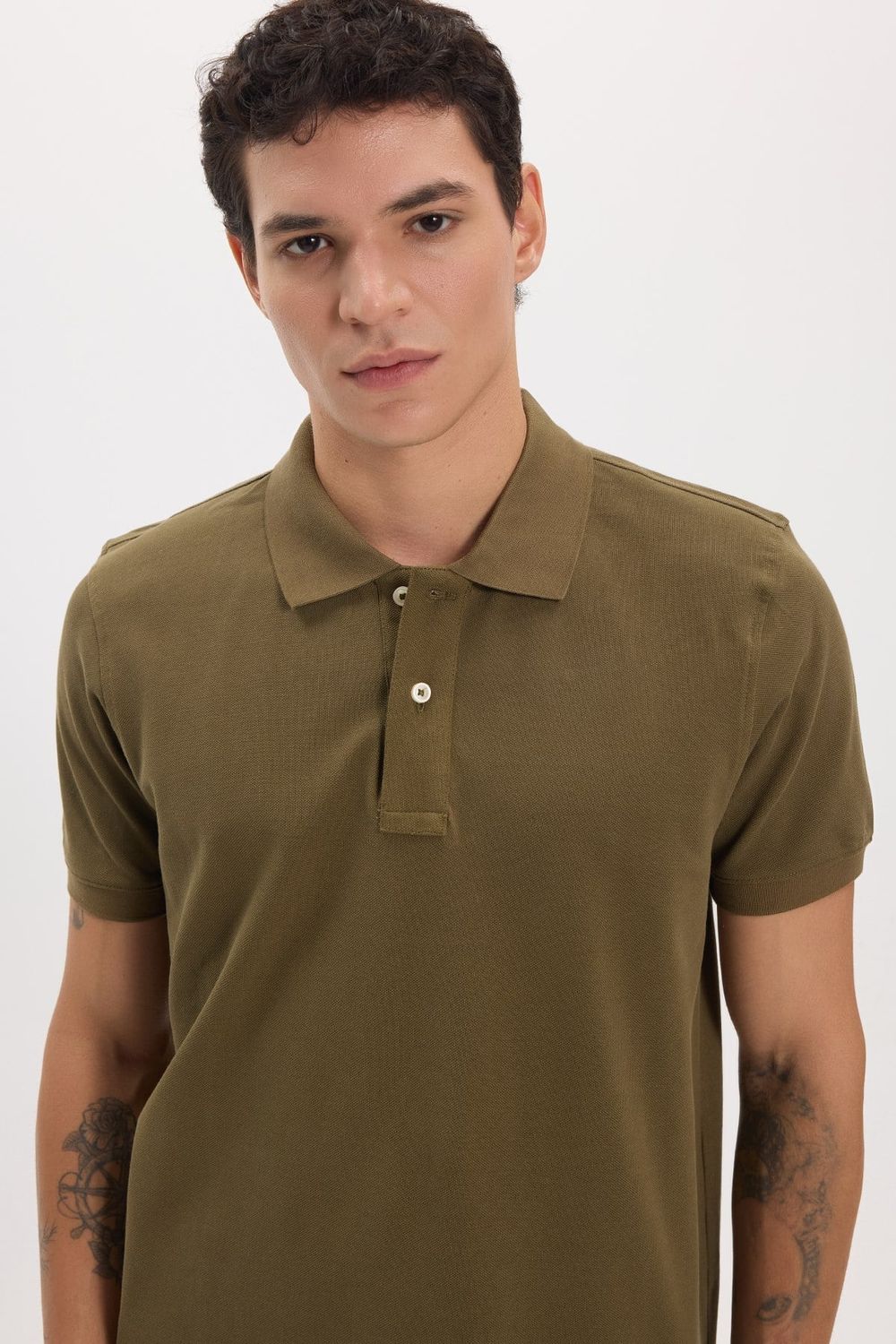 Erkek Slim Fit Dar Kesim Premium Seri %100 Pamuk Yumuşak Dokulu Merserize Haki Polo Yaka Tişört 