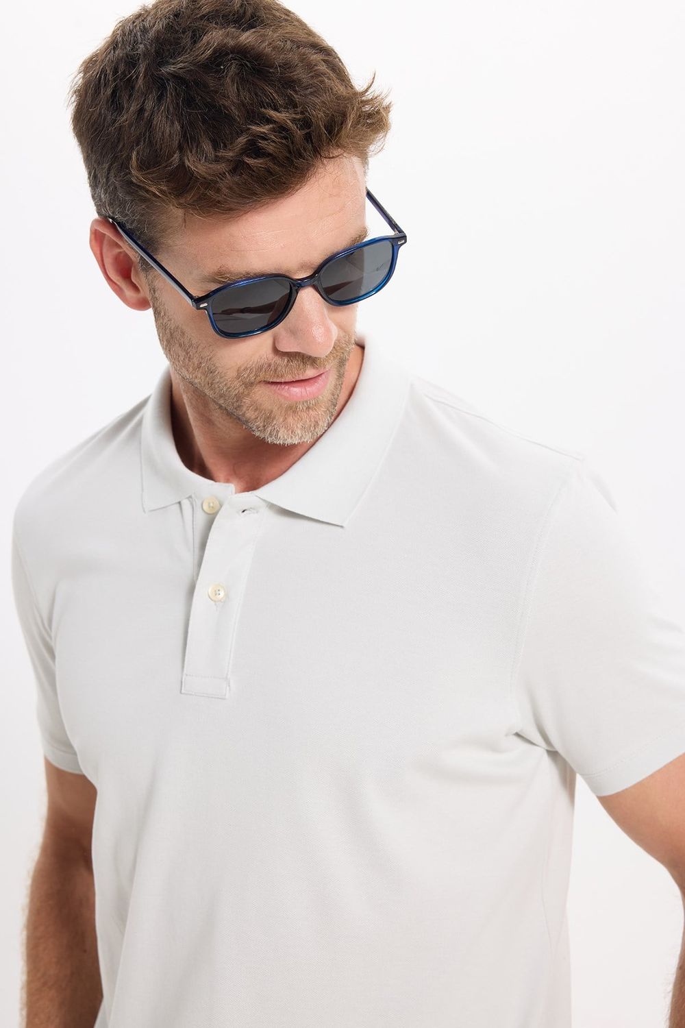 Erkek Slim Fit Dar Kesim Premium Seri %100 Pamuk Yumuşak Dokulu Merserize Bej Polo Yaka Tişört 