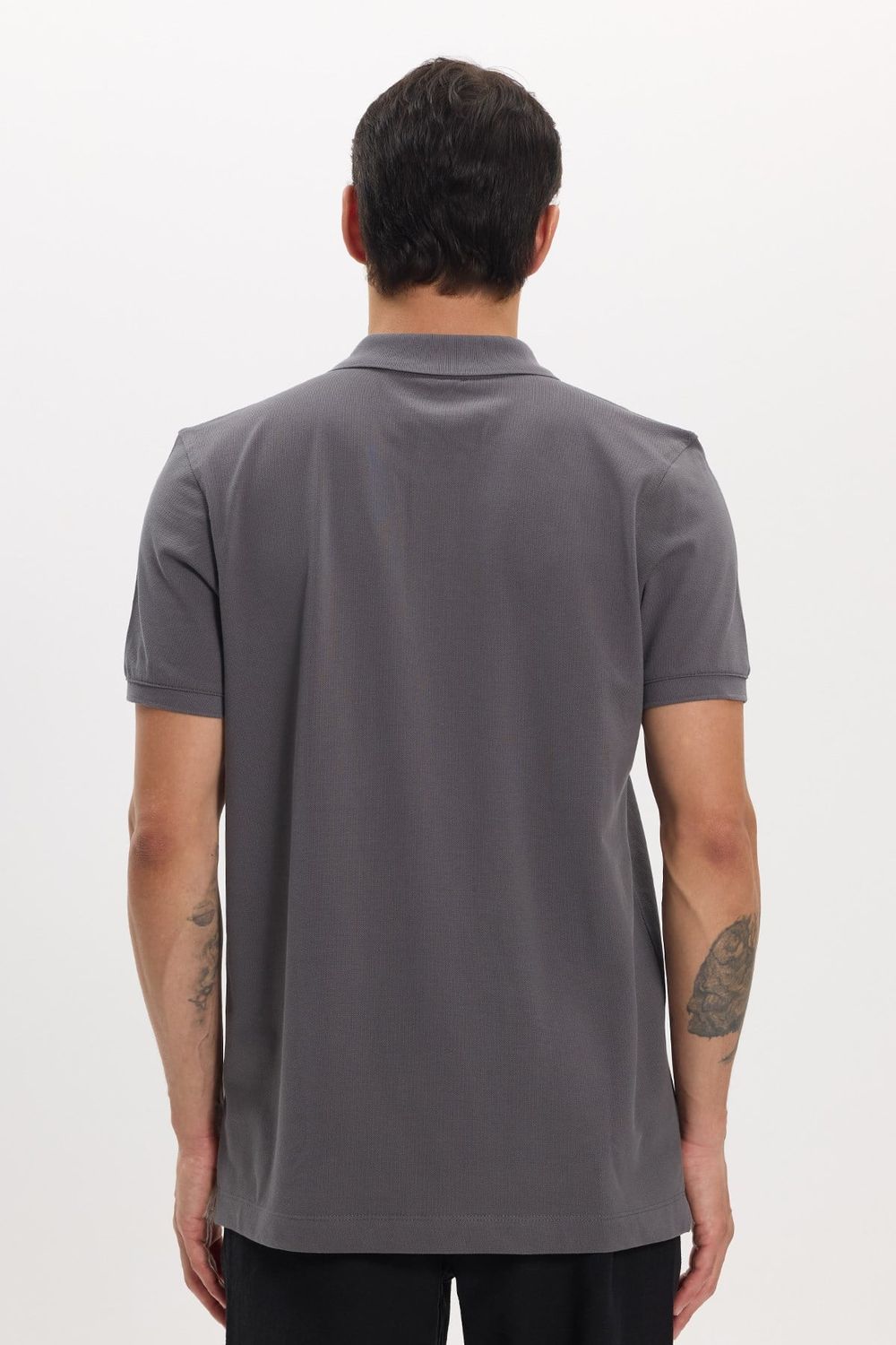Erkek Slim Fit Dar Kesim Premium Seri %100 Pamuk Yumuşak Dokulu Merserize Gri Polo Yaka Tişört 