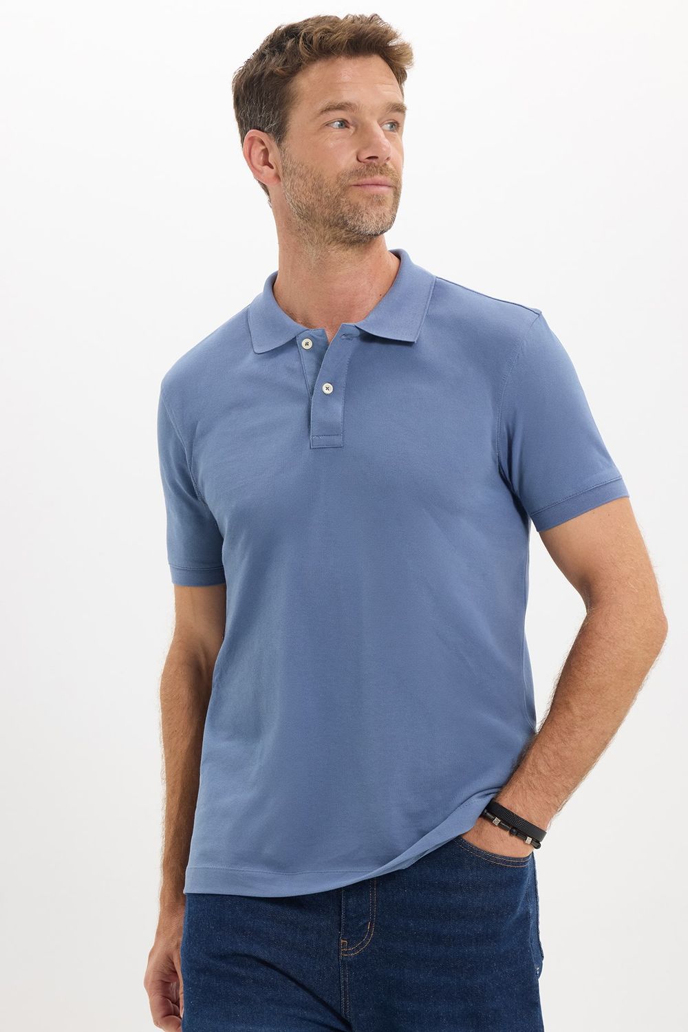 Erkek Slim Fit Dar Kesim Premium Seri %100 Pamuk Yumuşak Dokulu Merserize Lacivert Polo Yaka Tişört 