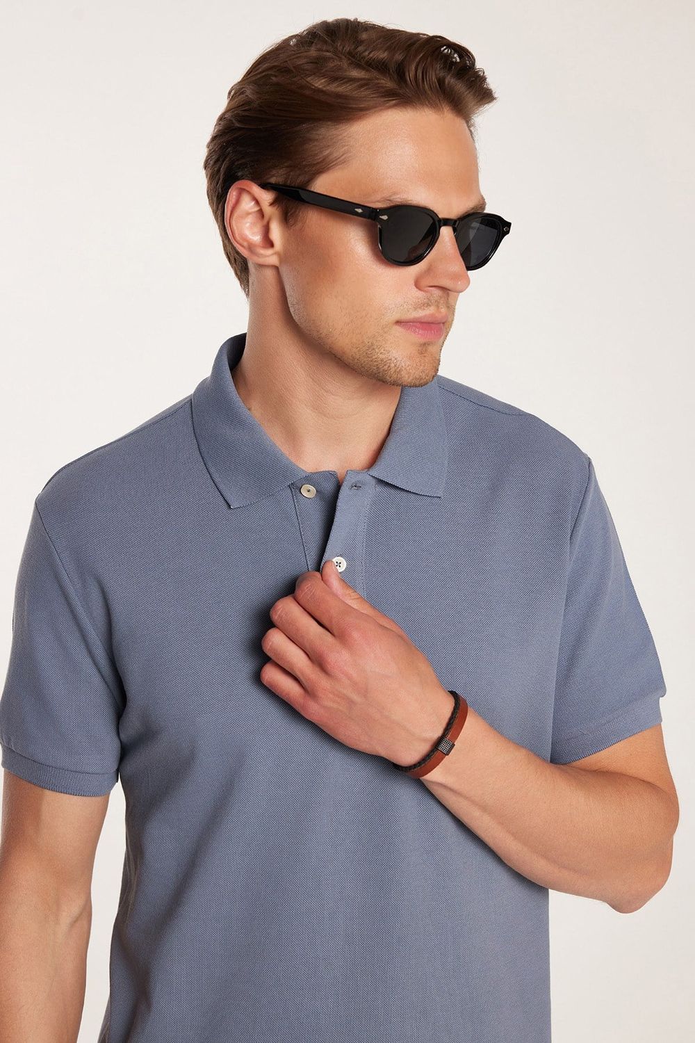 Erkek Slim Fit Dar Kesim Premium Seri %100 Pamuk Yumuşak Dokulu Merserize Lacivert Polo Yaka Tişört 