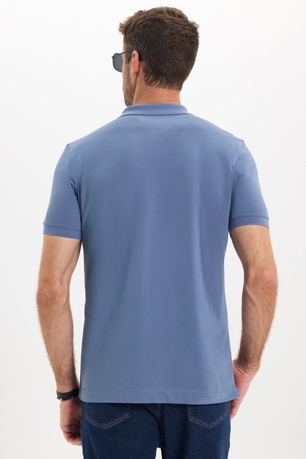 Erkek Slim Fit Dar Kesim Premium Seri %100 Pamuk Yumuşak Dokulu Merserize Lacivert Polo Yaka Tişört 