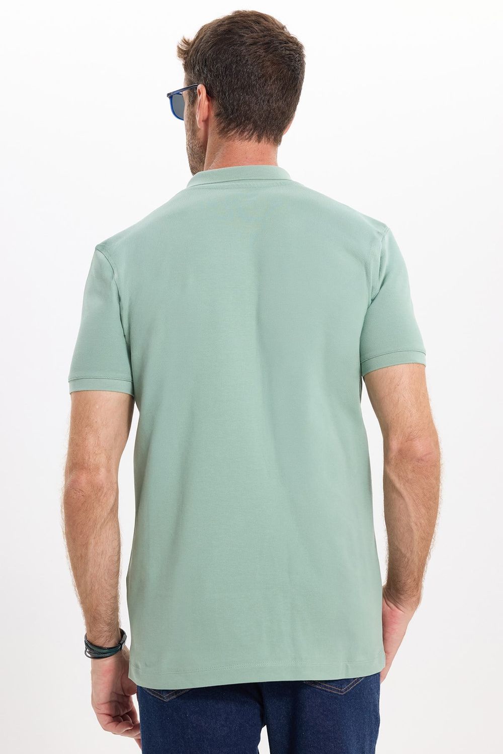 Erkek Slim Fit Dar Kesim Premium Seri %100 Pamuk Yumuşak Dokulu Merserize Yeşil Polo Yaka Tişört 