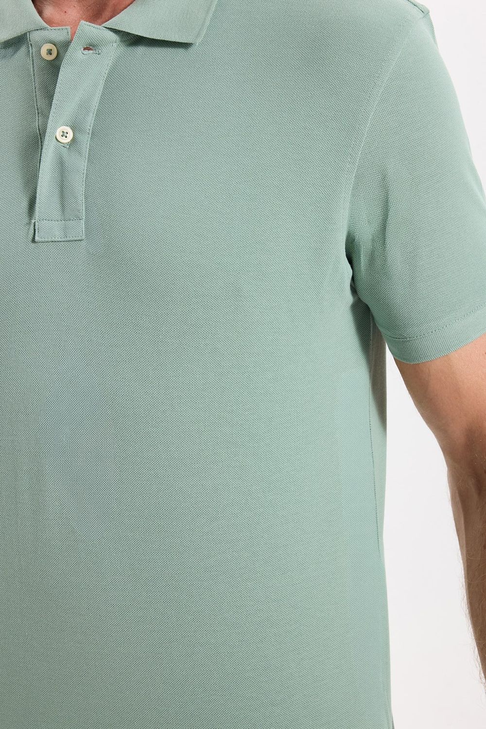 Erkek Slim Fit Dar Kesim Premium Seri %100 Pamuk Yumuşak Dokulu Merserize Yeşil Polo Yaka Tişört 