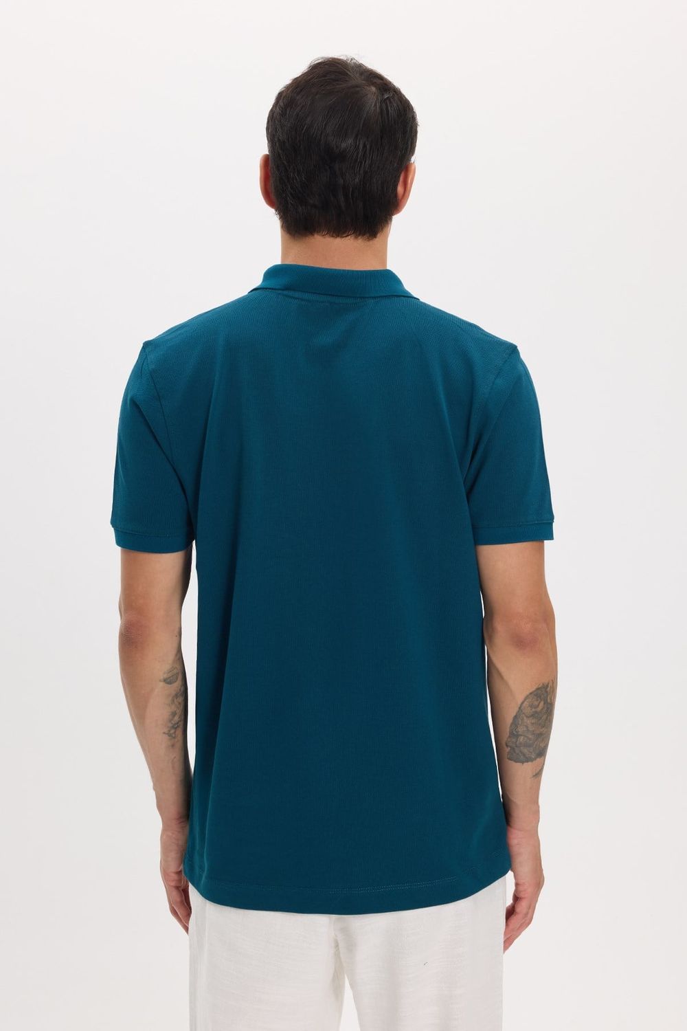 Erkek Slim Fit Dar Kesim Premium Seri %100 Pamuk Yumuşak Dokulu Merserize Petrol Polo Yaka Tişört 