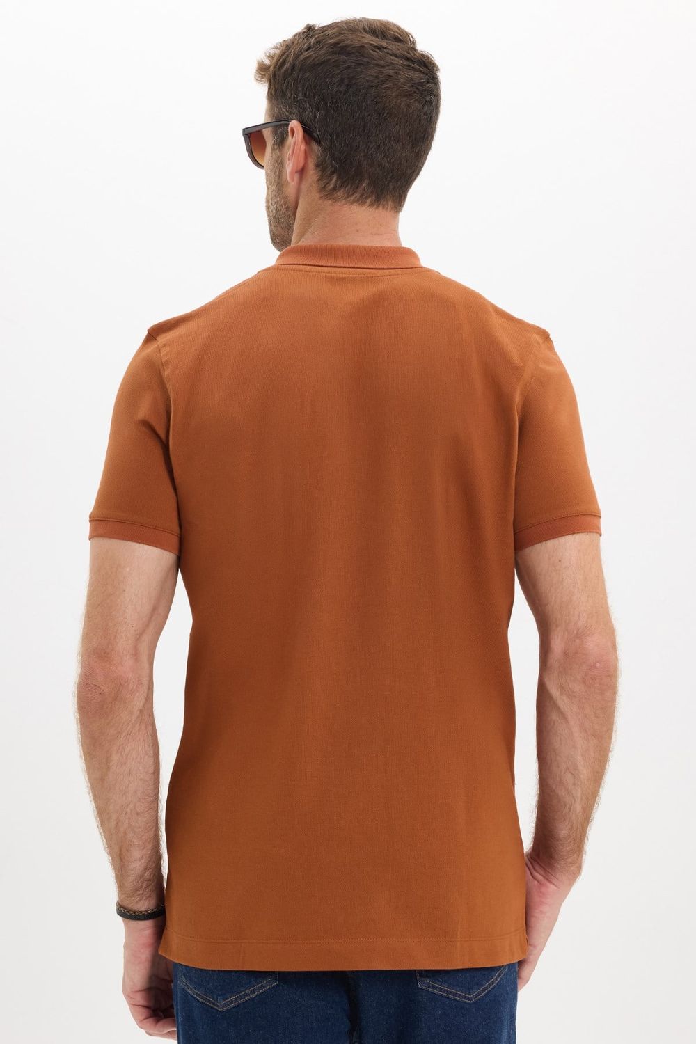 Erkek Slim Fit Dar Kesim Premium Seri %100 Pamuk Yumuşak Dokulu Merserize Kahverengi Polo Yaka Tişört 