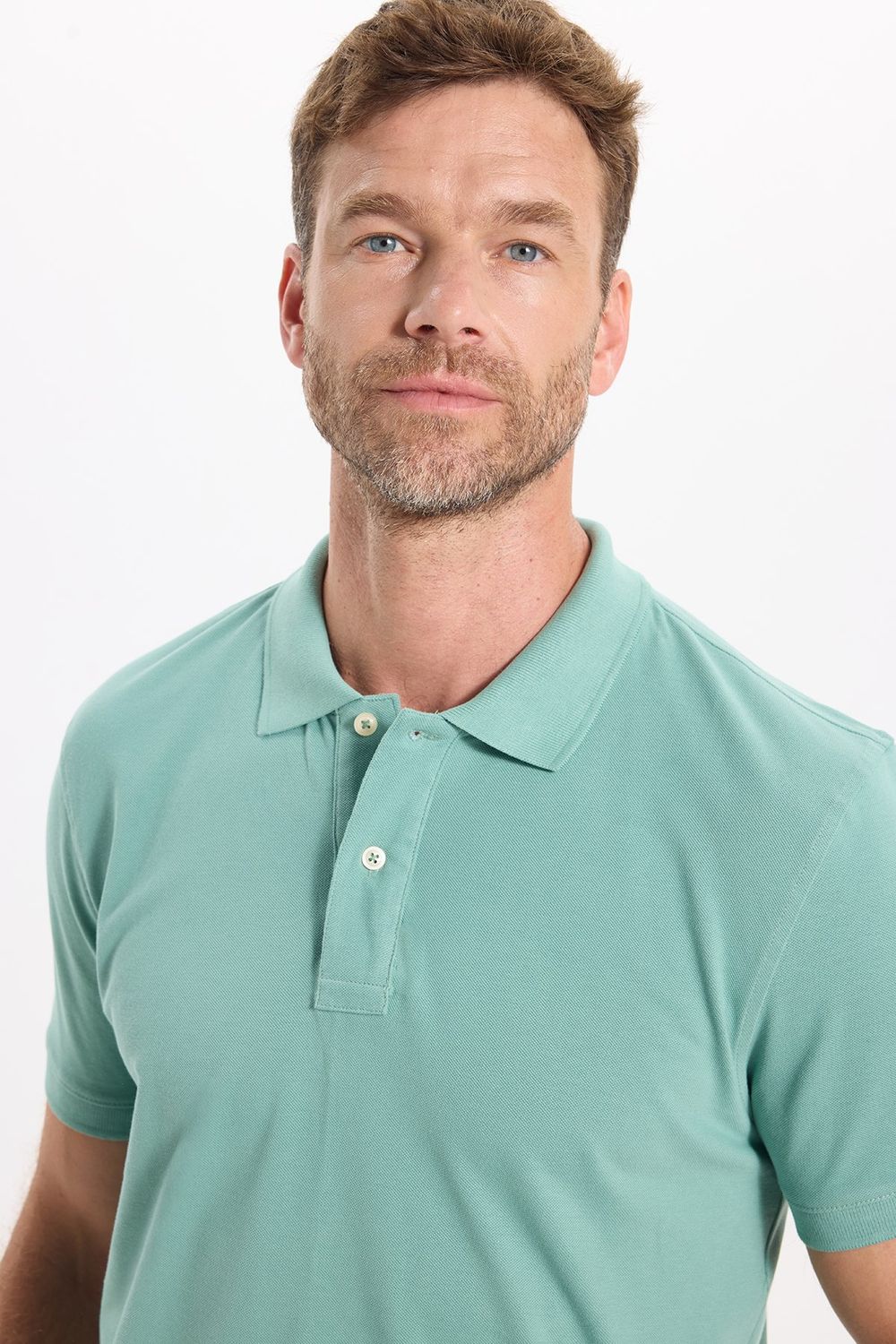 Erkek Slim Fit Dar Kesim Premium Seri %100 Pamuk Yumuşak Dokulu Merserize Yeşil Polo Yaka Tişört 