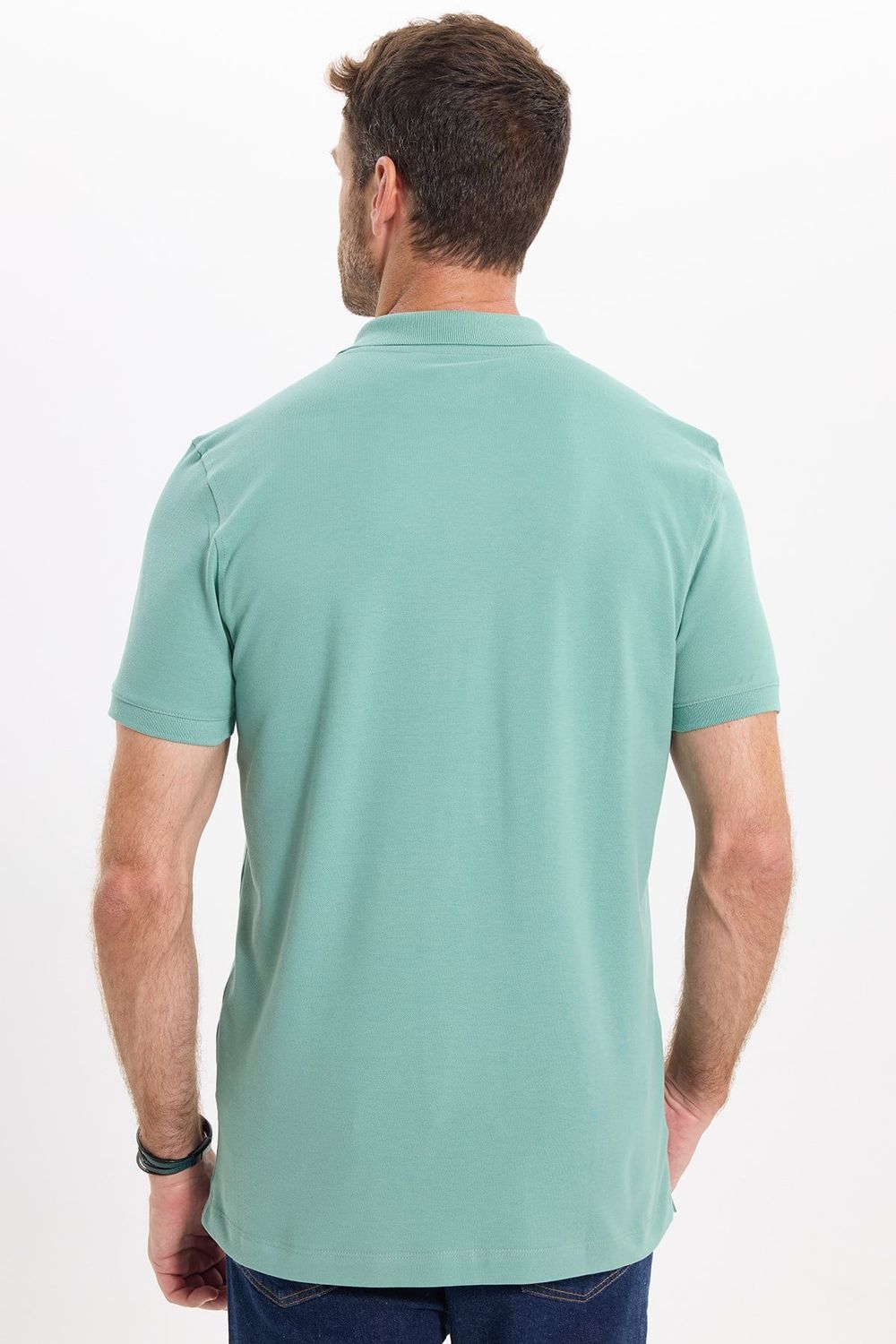 Erkek Slim Fit Dar Kesim Premium Seri %100 Pamuk Yumuşak Dokulu Merserize Yeşil Polo Yaka Tişört 
