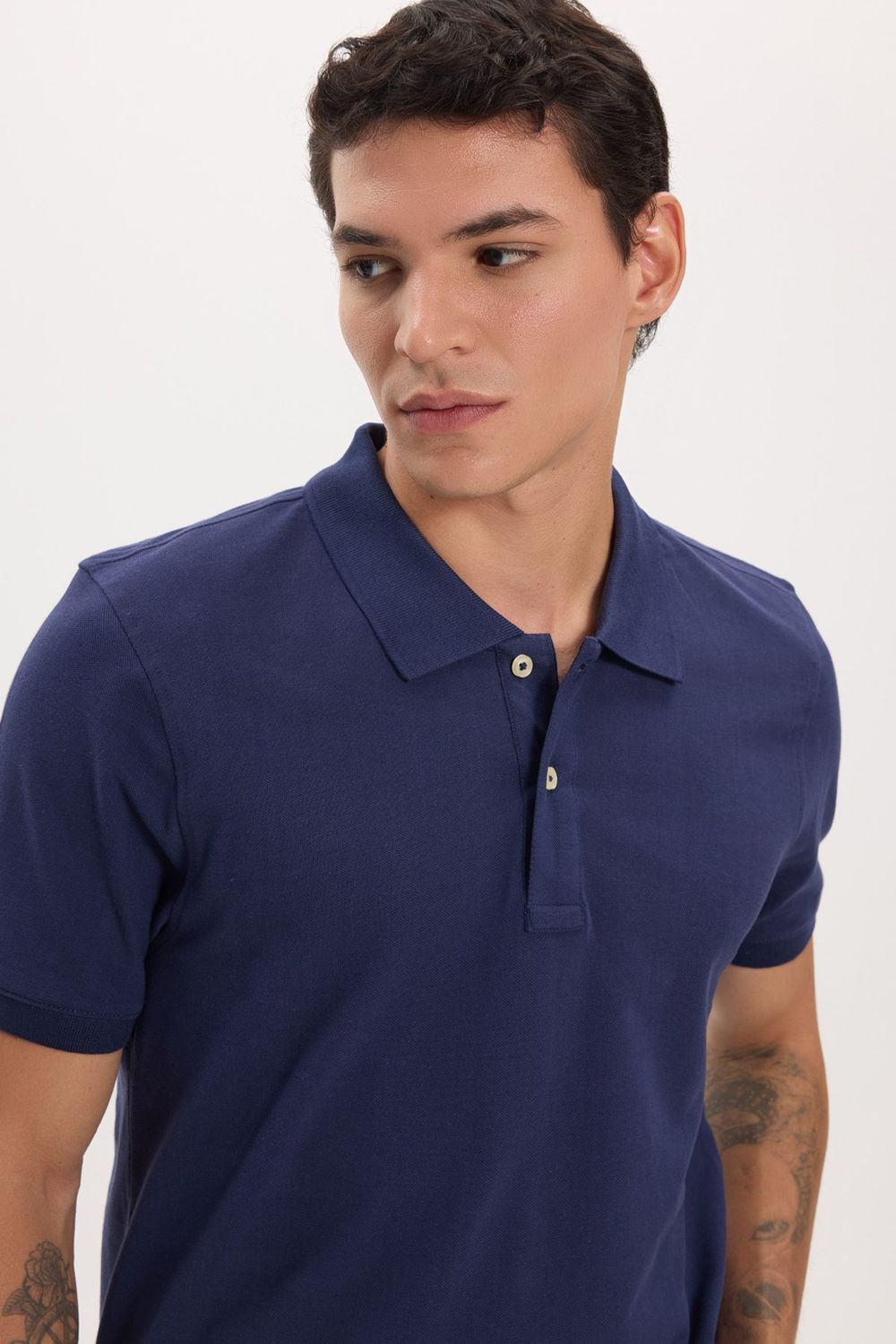 Erkek Slim Fit Dar Kesim Premium Seri %100 Pamuk Yumuşak Dokulu Merserize Lacivert Polo Yaka Tişört 