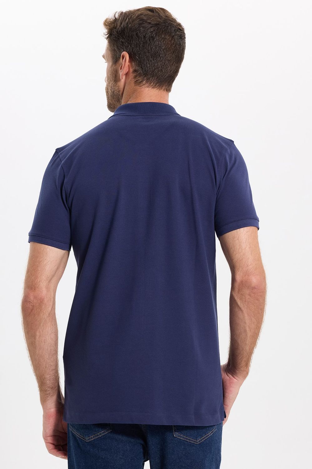 Erkek Slim Fit Dar Kesim Premium Seri %100 Pamuk Yumuşak Dokulu Merserize Lacivert Polo Yaka Tişört 