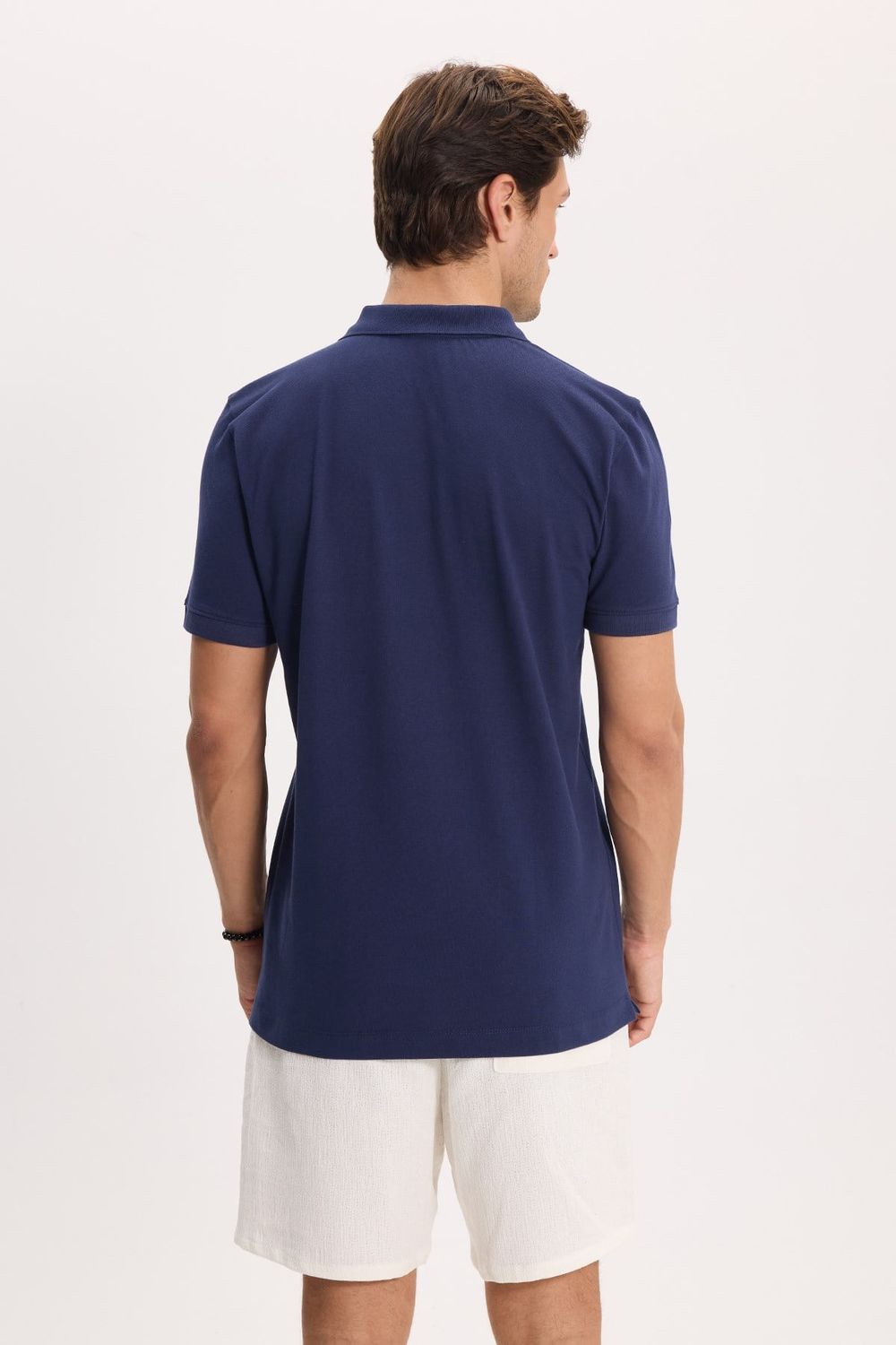 Erkek Slim Fit Dar Kesim Premium Seri %100 Pamuk Yumuşak Dokulu Merserize Lacivert Polo Yaka Tişört 