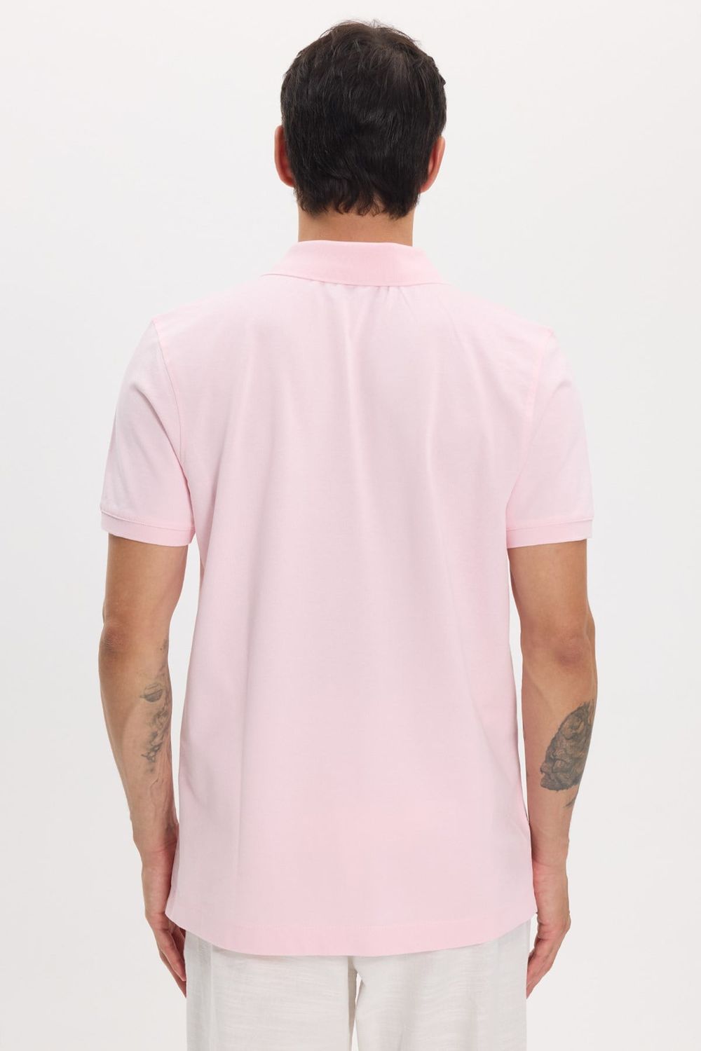 Erkek Slim Fit Dar Kesim Premium Seri %100 Pamuk Yumuşak Dokulu Merserize Pembe Polo Yaka Tişört 