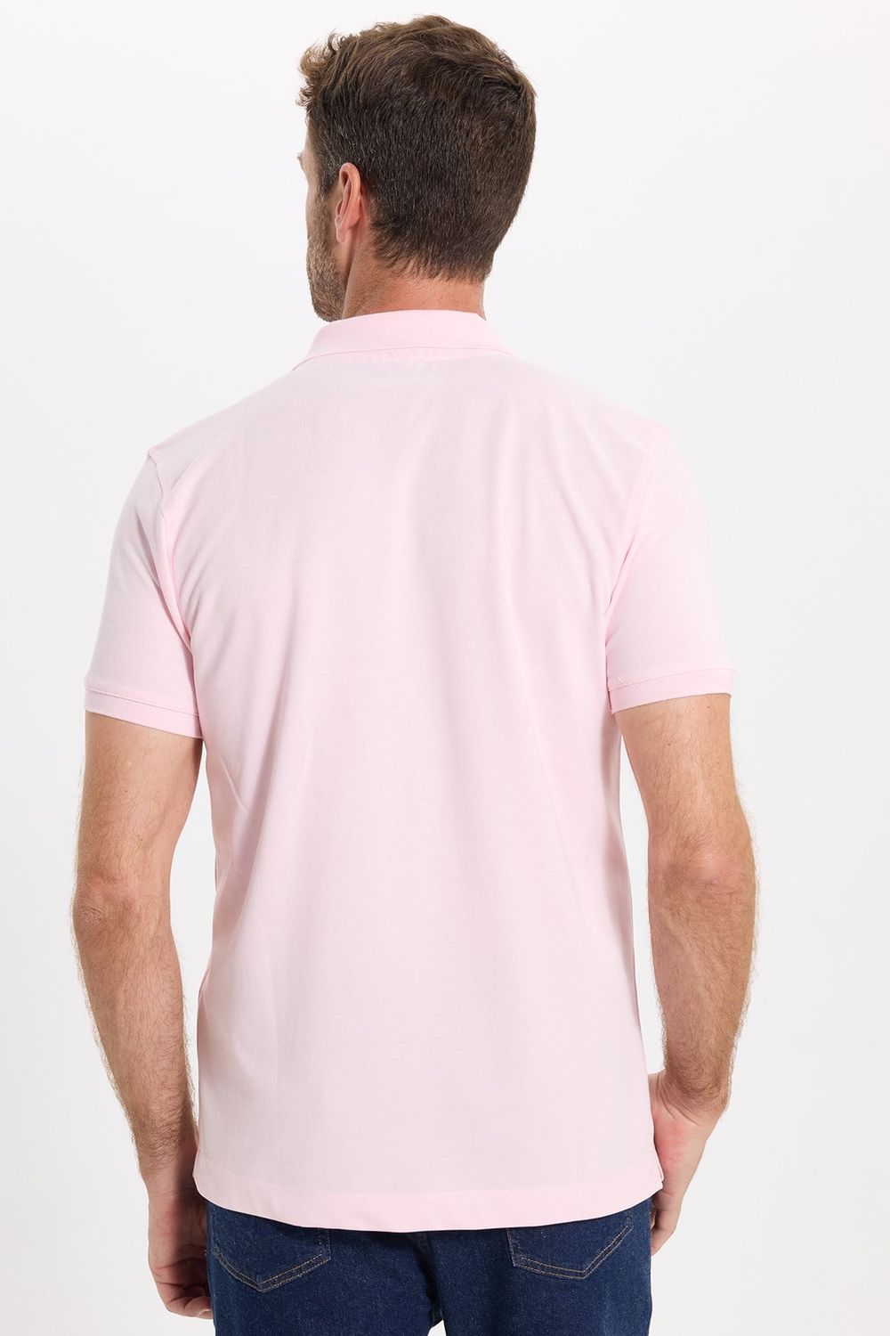 Erkek Slim Fit Dar Kesim Premium Seri %100 Pamuk Yumuşak Dokulu Merserize Pembe Polo Yaka Tişört 