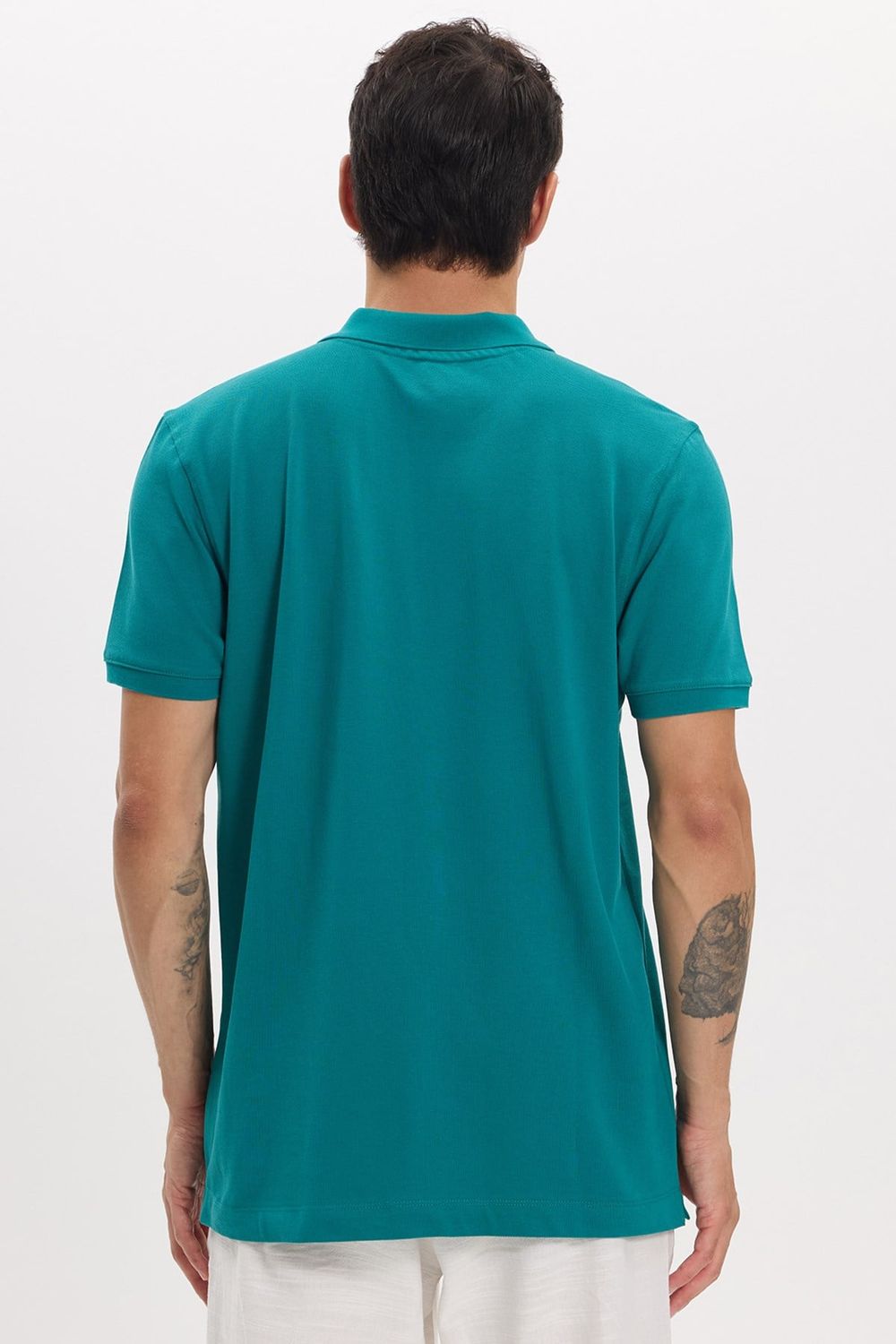 Erkek Slim Fit Dar Kesim Premium Seri %100 Pamuk Yumuşak Dokulu Merserize Yeşil Polo Yaka Tişört 