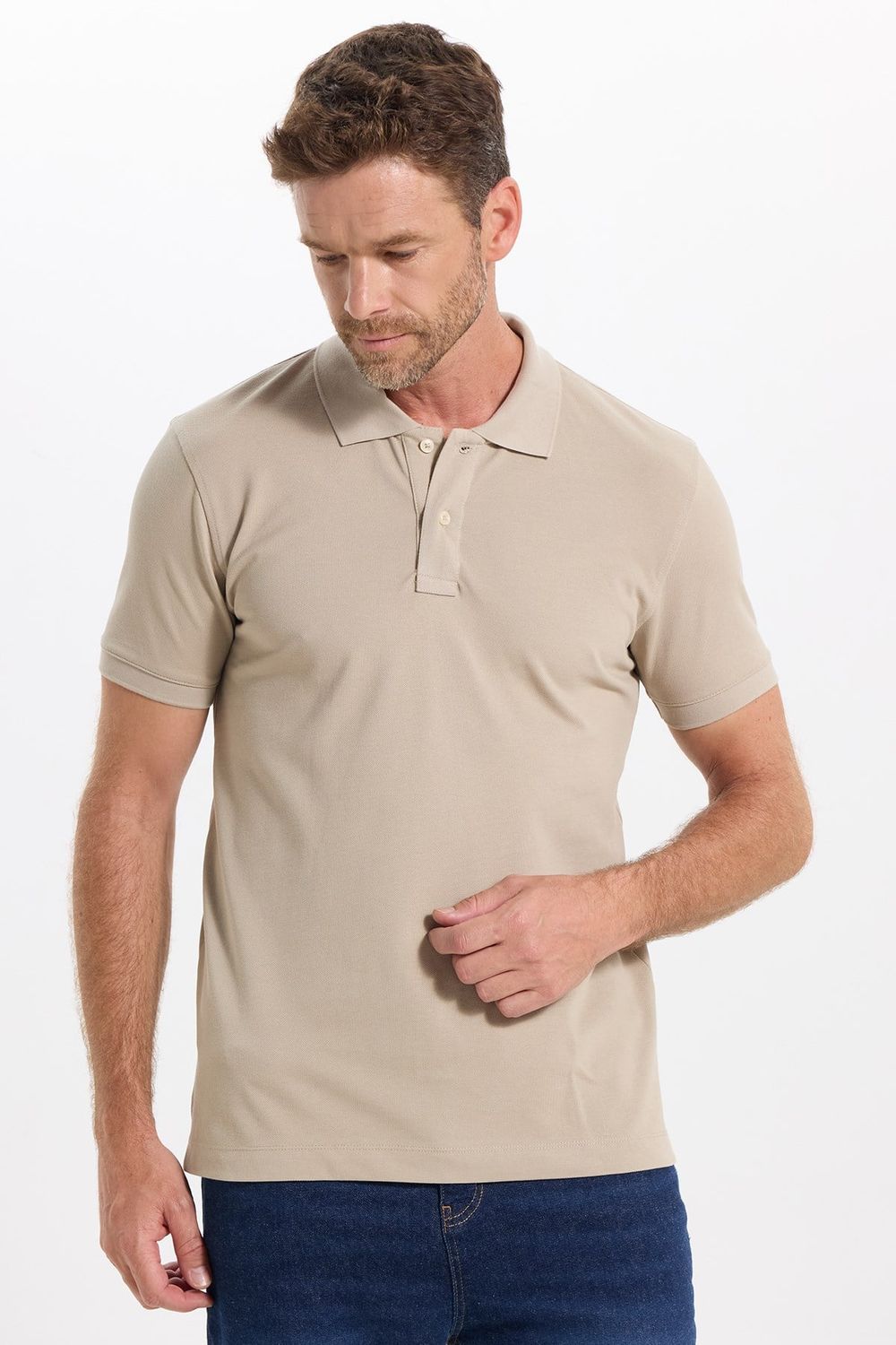 Erkek Slim Fit Dar Kesim Premium Seri %100 Pamuk Yumuşak Dokulu Merserize Taş Polo Yaka Tişört 