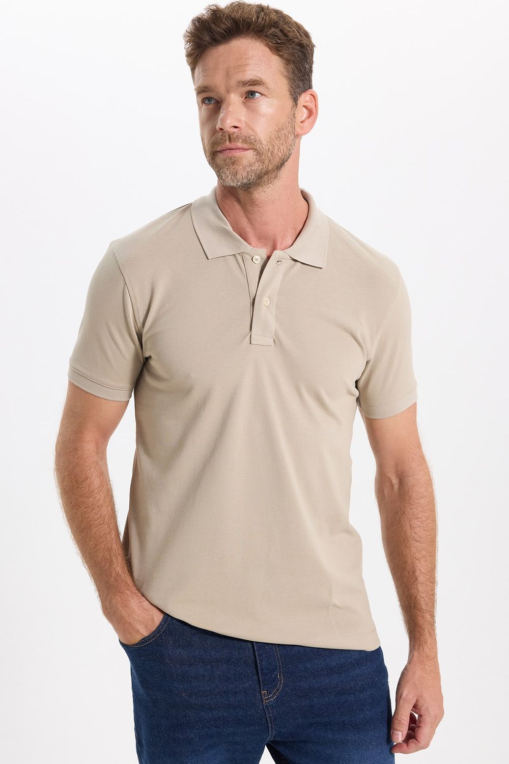 Erkek Slim Fit Dar Kesim Premium Seri %100 Pamuk Yumuşak Dokulu Merserize Taş Polo Yaka Tişört 