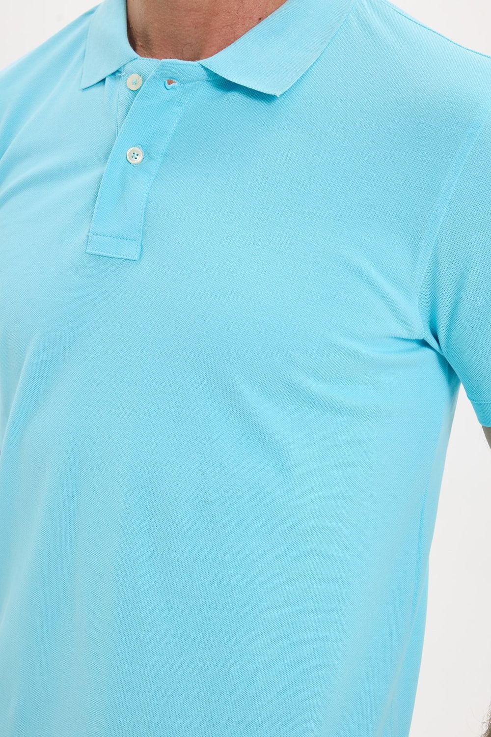 Erkek Slim Fit Dar Kesim Premium Seri %100 Pamuk Yumuşak Dokulu Merserize Mavi Polo Yaka Tişört 