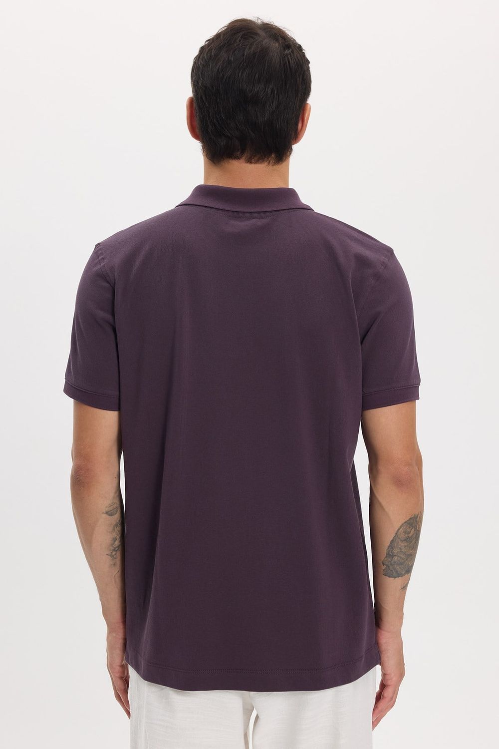 Erkek Slim Fit Dar Kesim Premium Seri %100 Pamuk Yumuşak Dokulu Merserize Mor Polo Yaka Tişört 