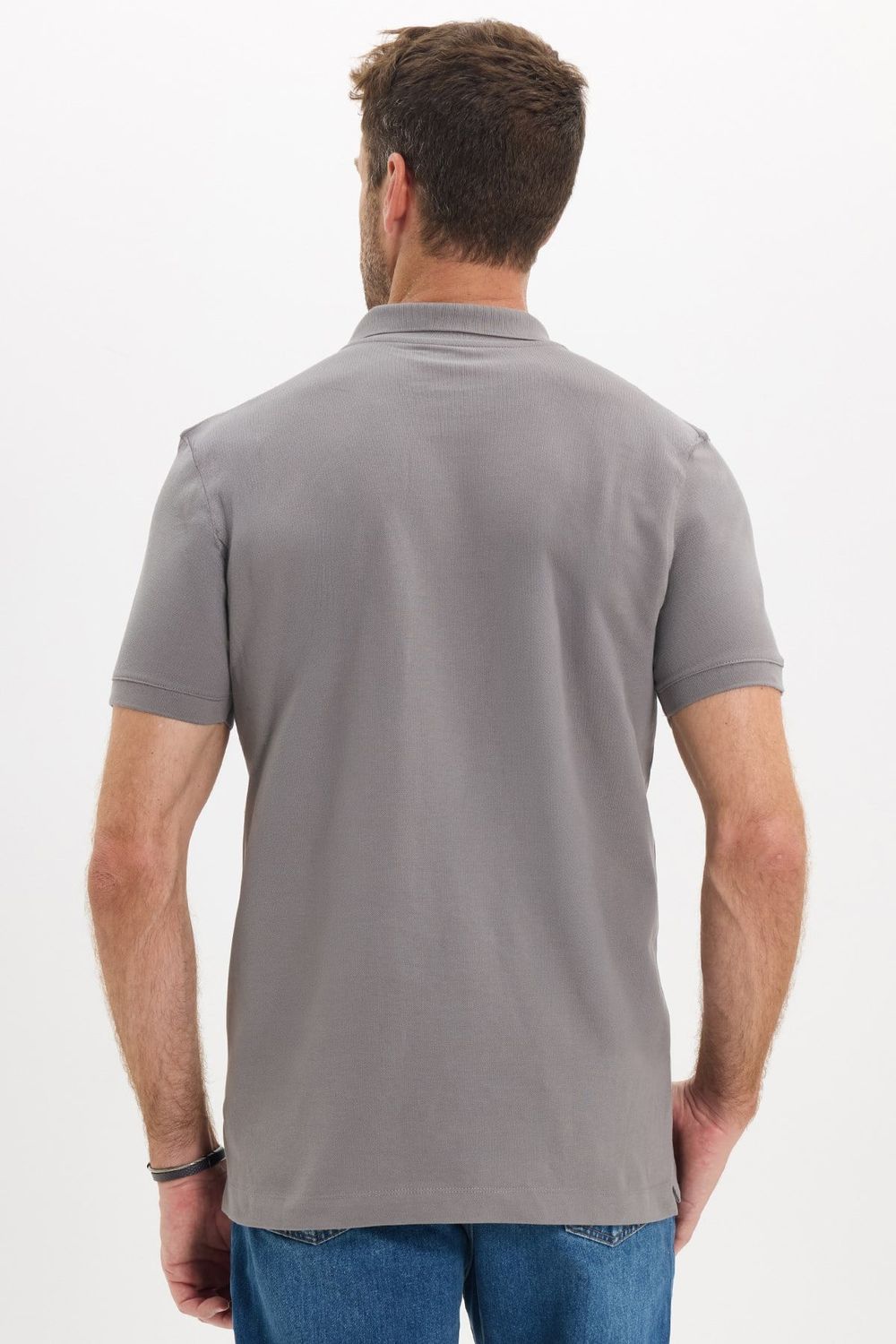 Erkek Slim Fit Dar Kesim Premium Seri %100 Pamuk Yumuşak Dokulu Merserize Gri Polo Yaka Tişört 
