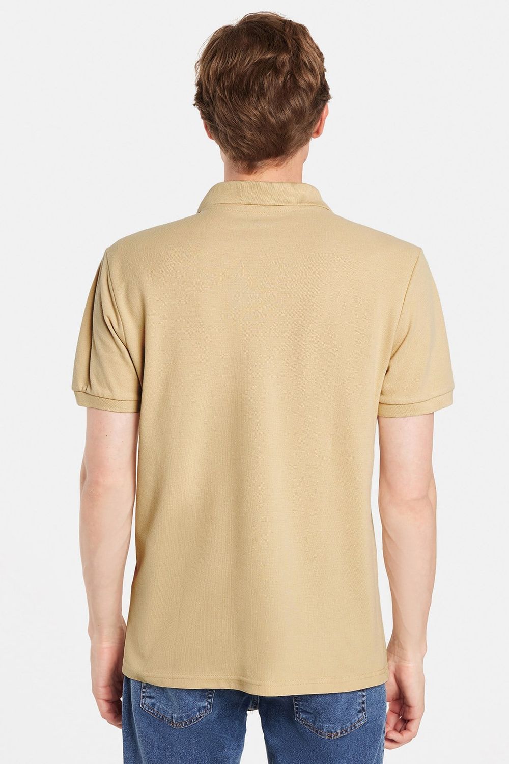 Erkek Slim Fit Dar Kesim Premium Seri %100 Pamuk Yumuşak Dokulu Merserize Bej Polo Yaka Tişört 