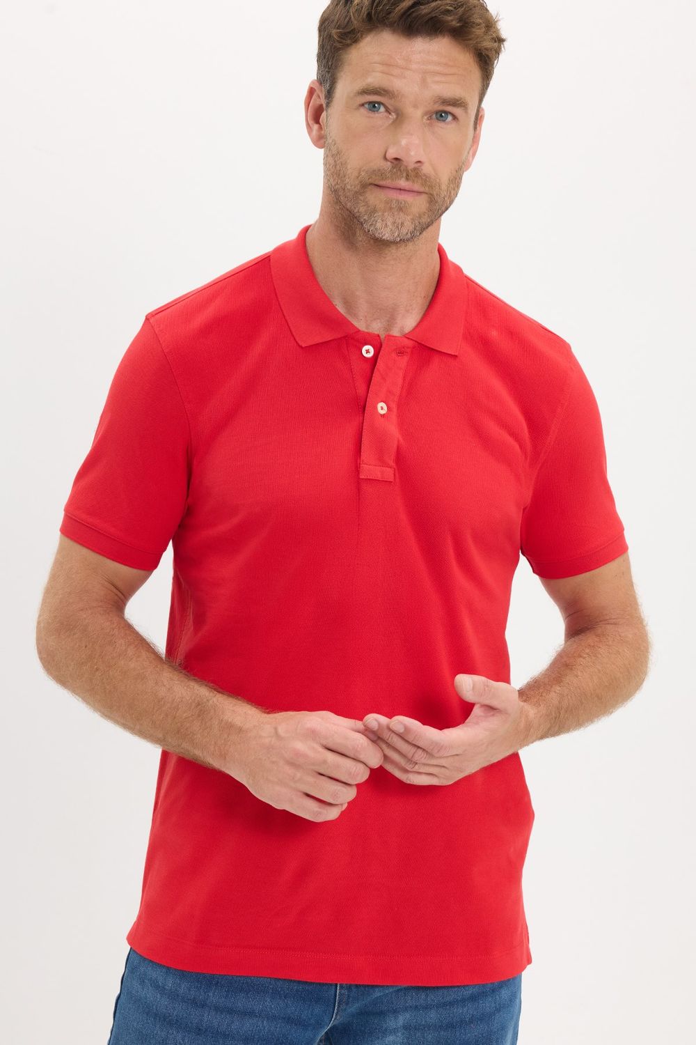 Erkek Slim Fit Dar Kesim Premium Seri %100 Pamuk Yumuşak Dokulu Merserize Kırmızı Polo Yaka Tişört 