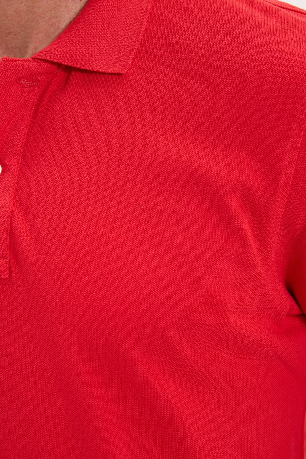 Erkek Slim Fit Dar Kesim Premium Seri %100 Pamuk Yumuşak Dokulu Merserize Kırmızı Polo Yaka Tişört 