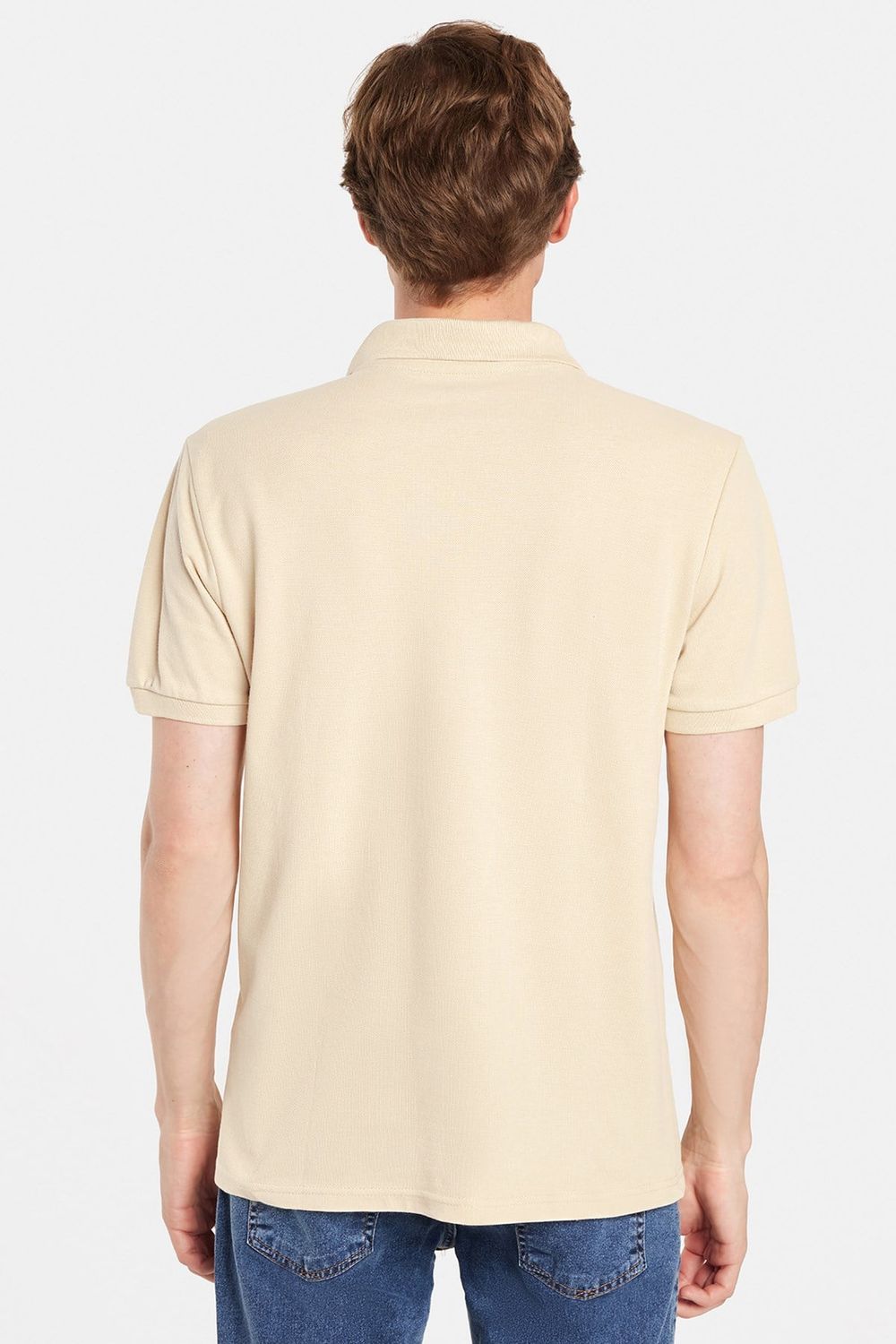 Erkek Slim Fit Dar Kesim Premium Seri %100 Pamuk Yumuşak Dokulu Merserize Bej Polo Yaka Tişört 
