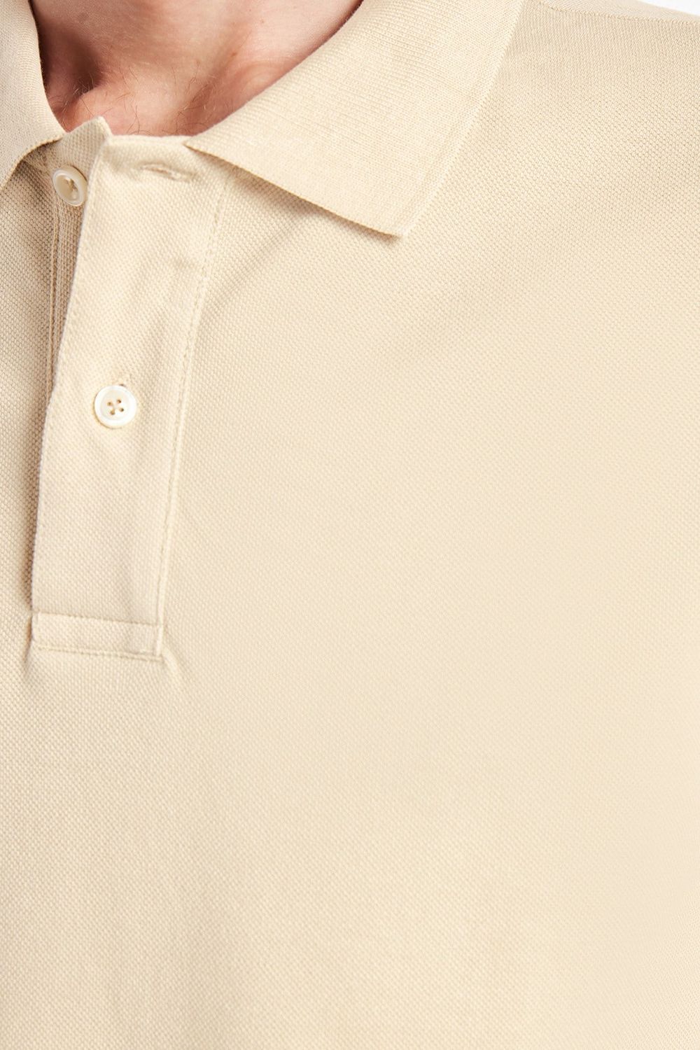 Erkek Slim Fit Dar Kesim Premium Seri %100 Pamuk Yumuşak Dokulu Merserize Bej Polo Yaka Tişört 