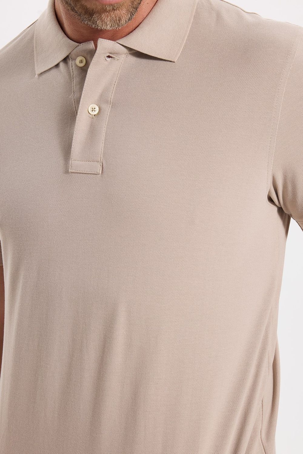 Erkek Slim Fit Dar Kesim Premium Seri %100 Pamuk Yumuşak Dokulu Merserize Bej Polo Yaka Tişört 