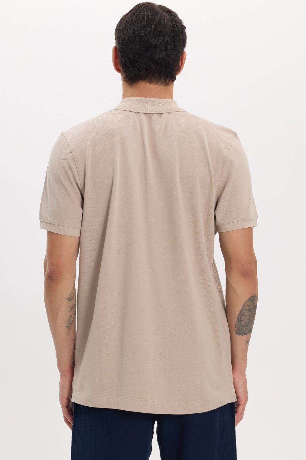 Erkek Slim Fit Dar Kesim Premium Seri %100 Pamuk Yumuşak Dokulu Merserize Bej Polo Yaka Tişört 