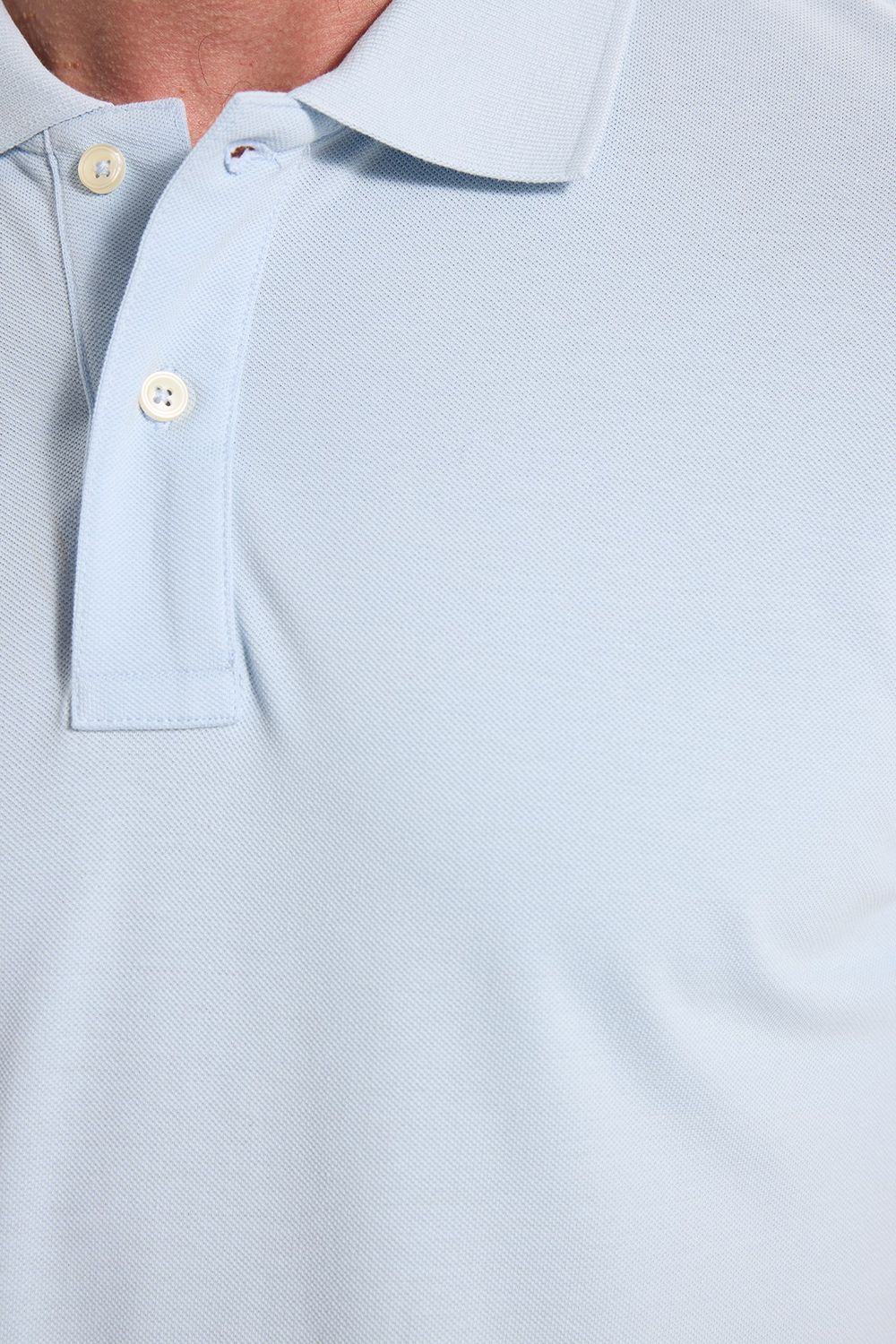 Erkek Slim Fit Dar Kesim Premium Seri %100 Pamuk Yumuşak Dokulu Merserize Açık Mavi Polo Yaka Tişört 